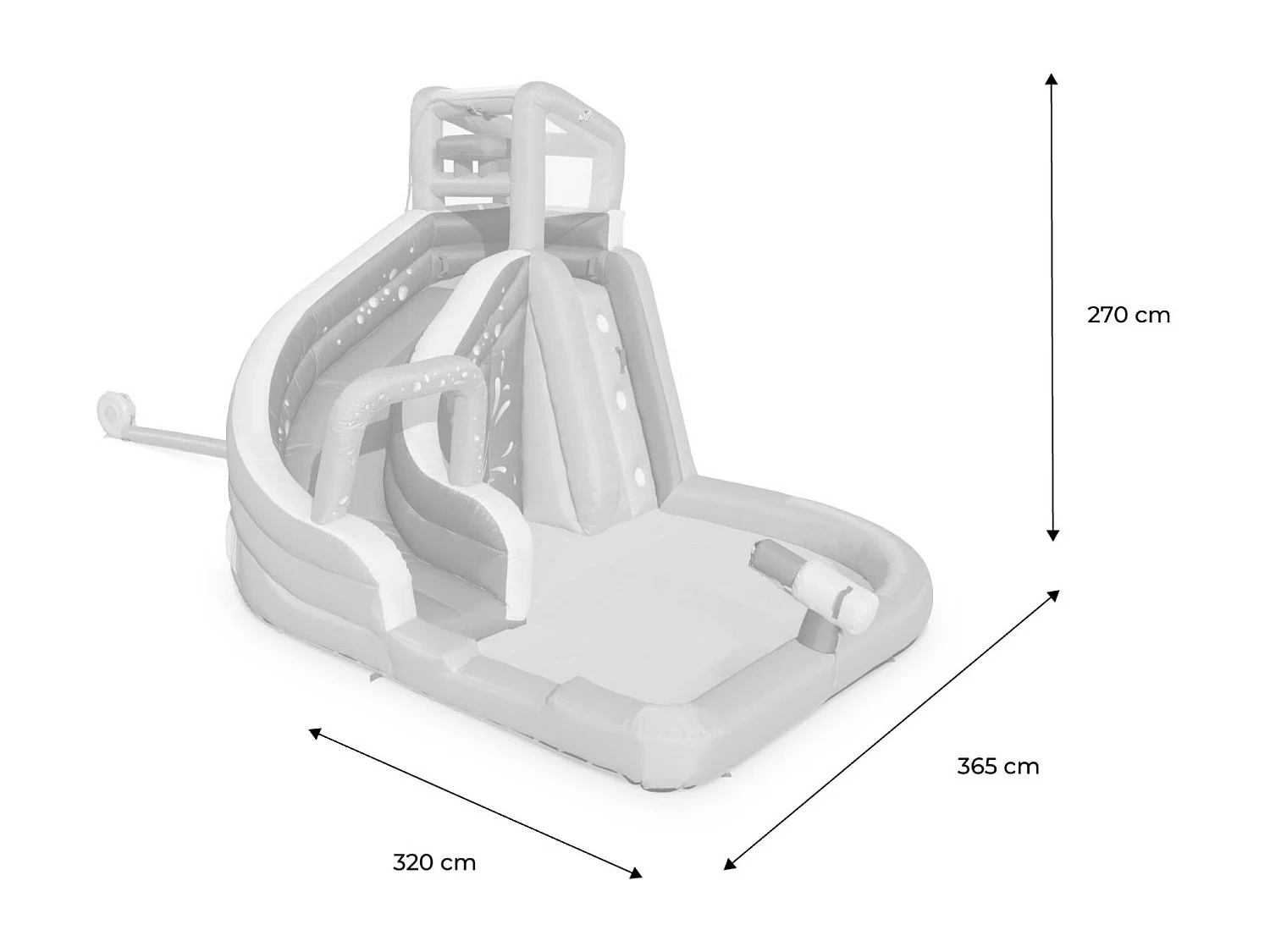 Estructura inflable con tobogán acuático multicolor