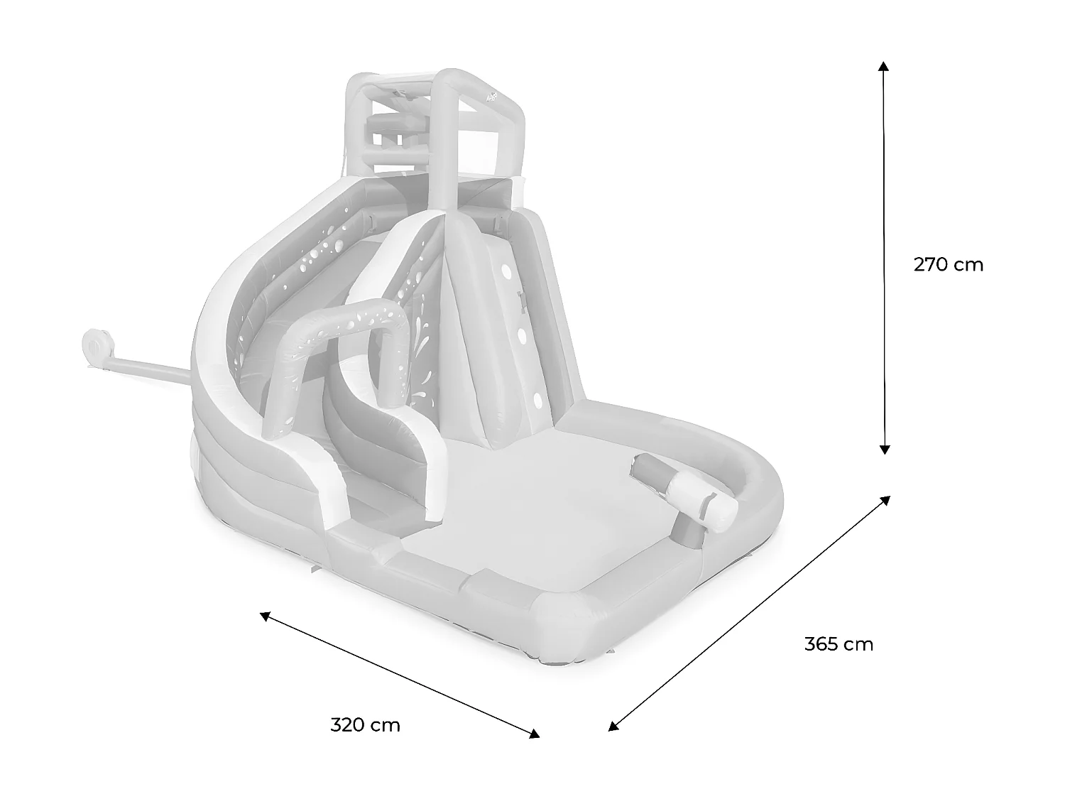 Estructura inflable con tobogán acuático multicolor