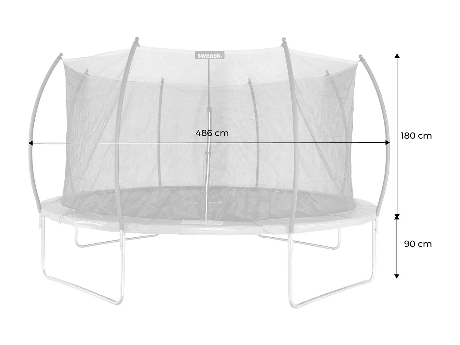 Cama elástica con red interior de 490cm gris