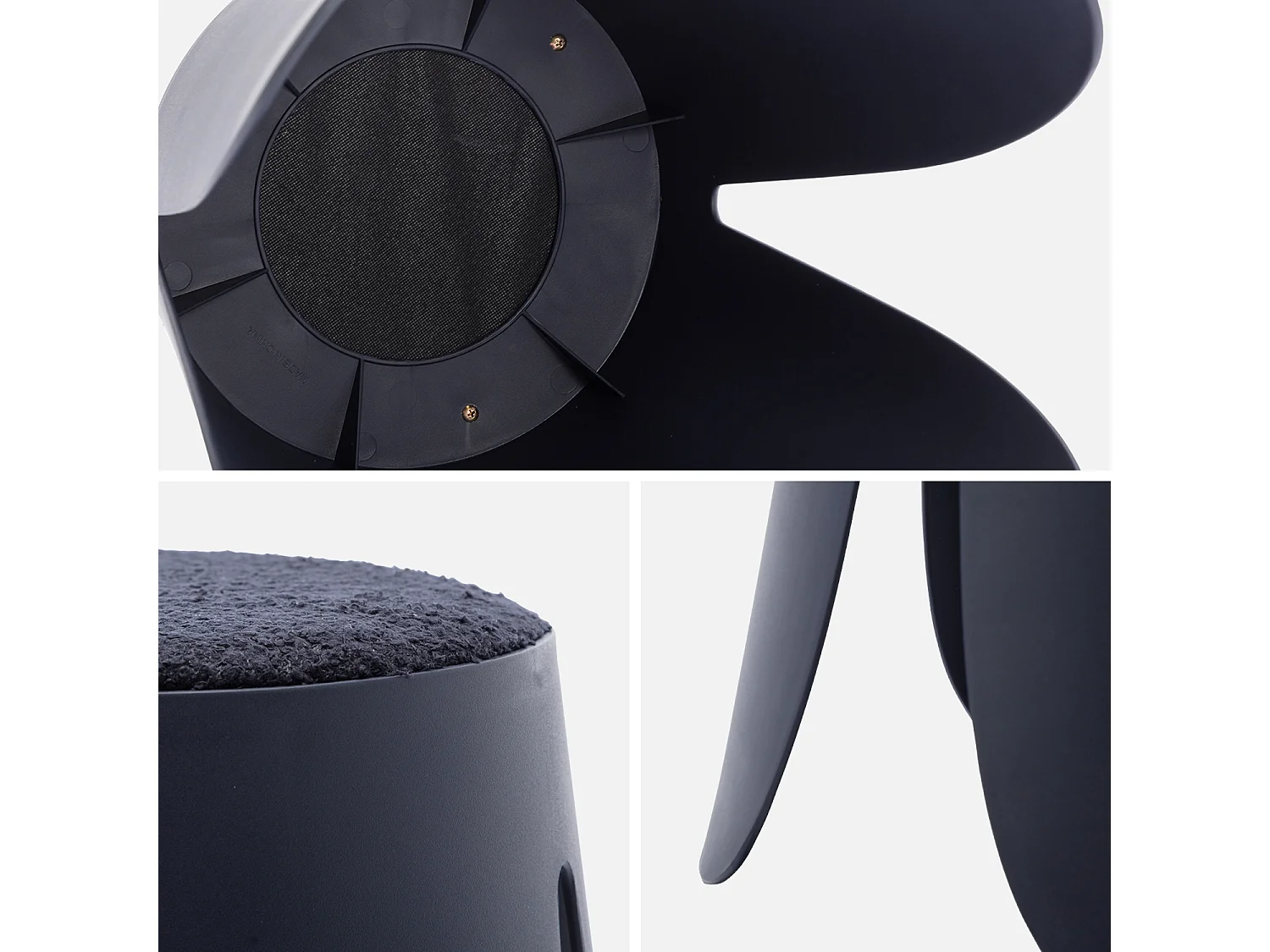 Taburete apilable con asiento texturado, set de 2 azul marino