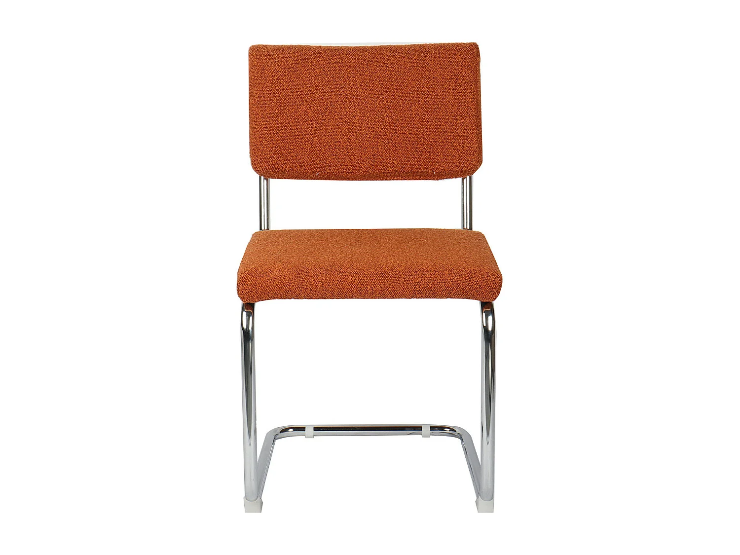 Lot de 2 chaises en tissu bouclé rouille et métal chromé - Dulce