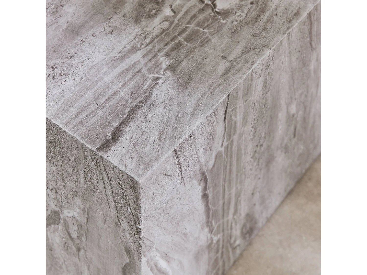 Mesa de centro cuadrada con efecto mármol, set de 2 gris