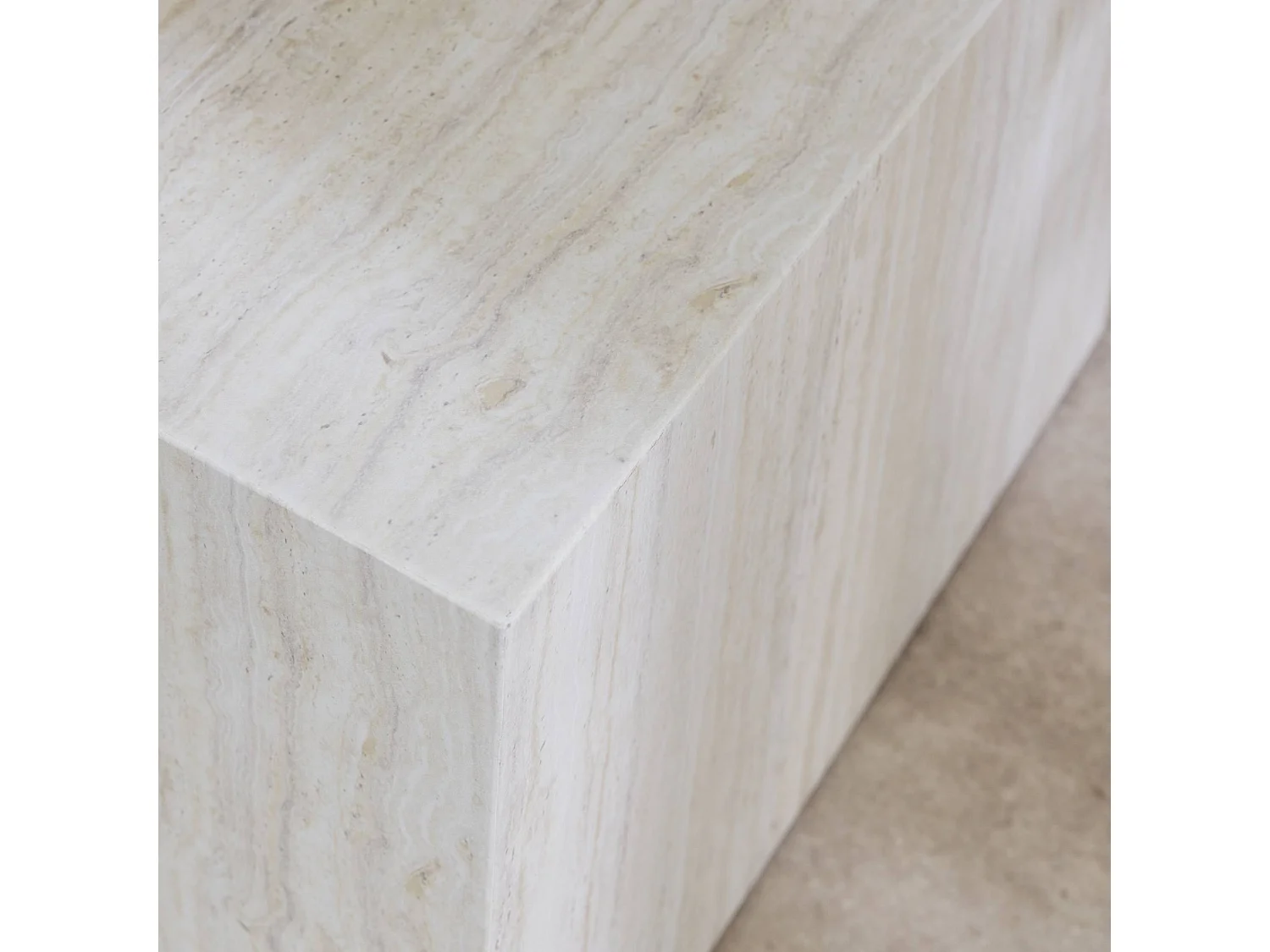 Mesa de centro cuadrada con efecto mármol, set de 2 blanco