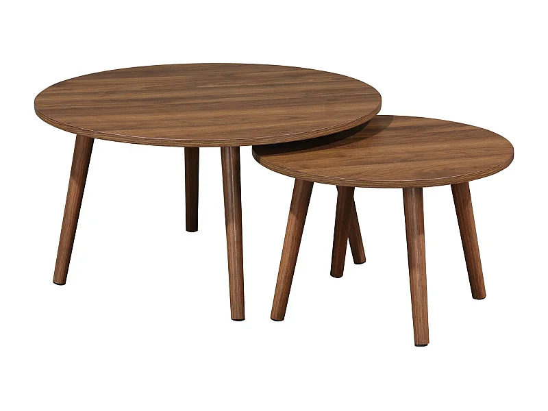 Mesas nido vintage redondas con efecto madera, set de 2 marrón