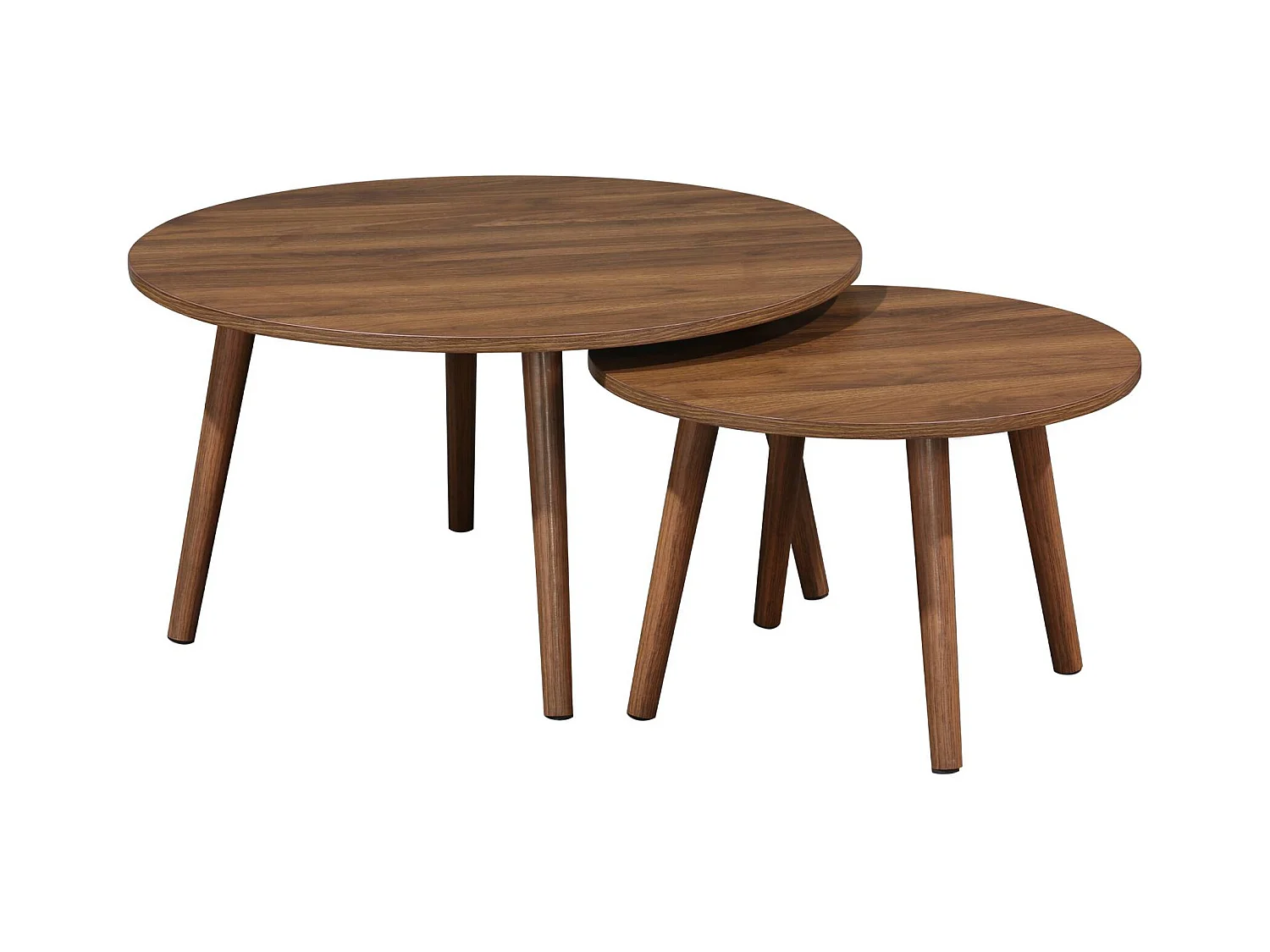 Lot de 2 tables basses rondes décor bois de noyer Népal
