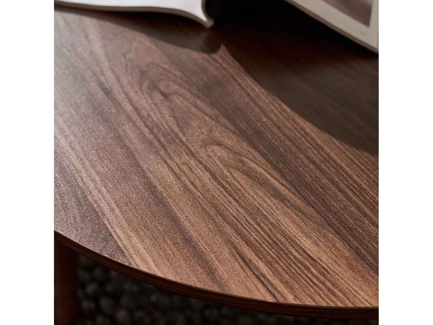 Lot de 2 tables basses rondes décor bois de noyer Népal