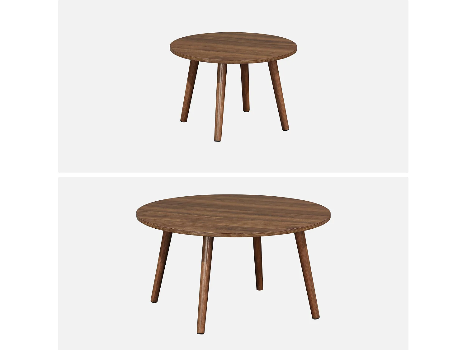 Lot de 2 tables basses rondes décor bois de noyer Népal