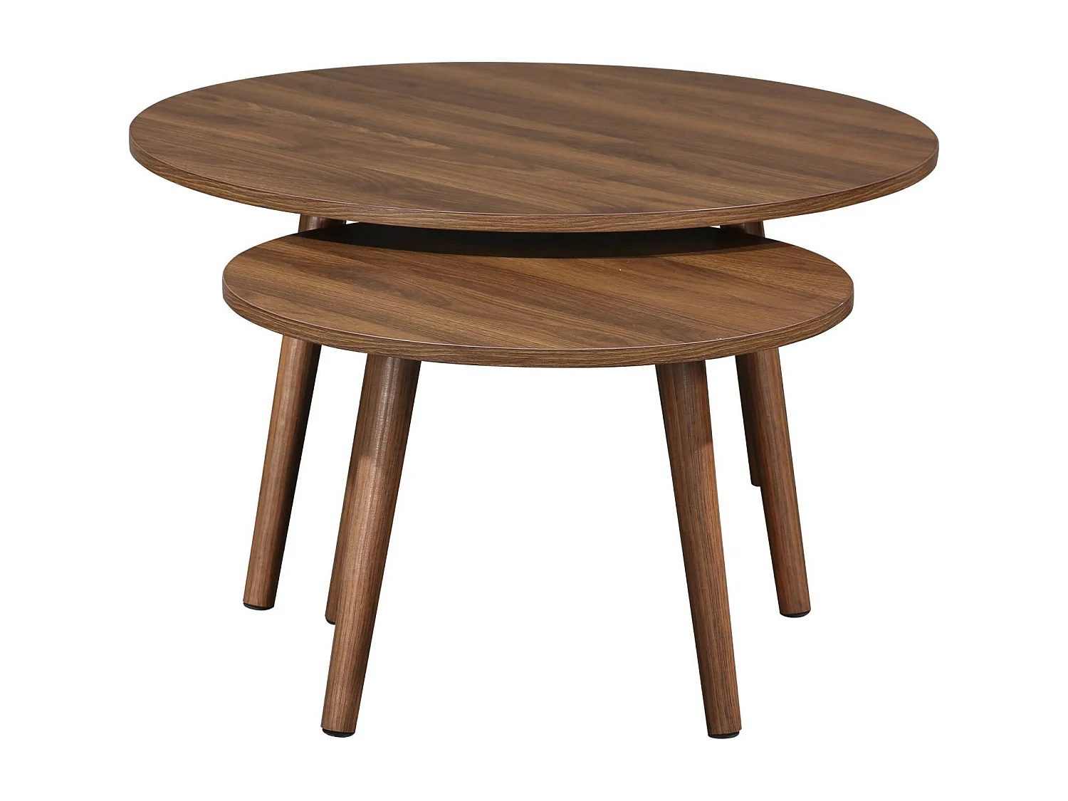 Lot de 2 tables basses rondes décor bois de noyer Népal