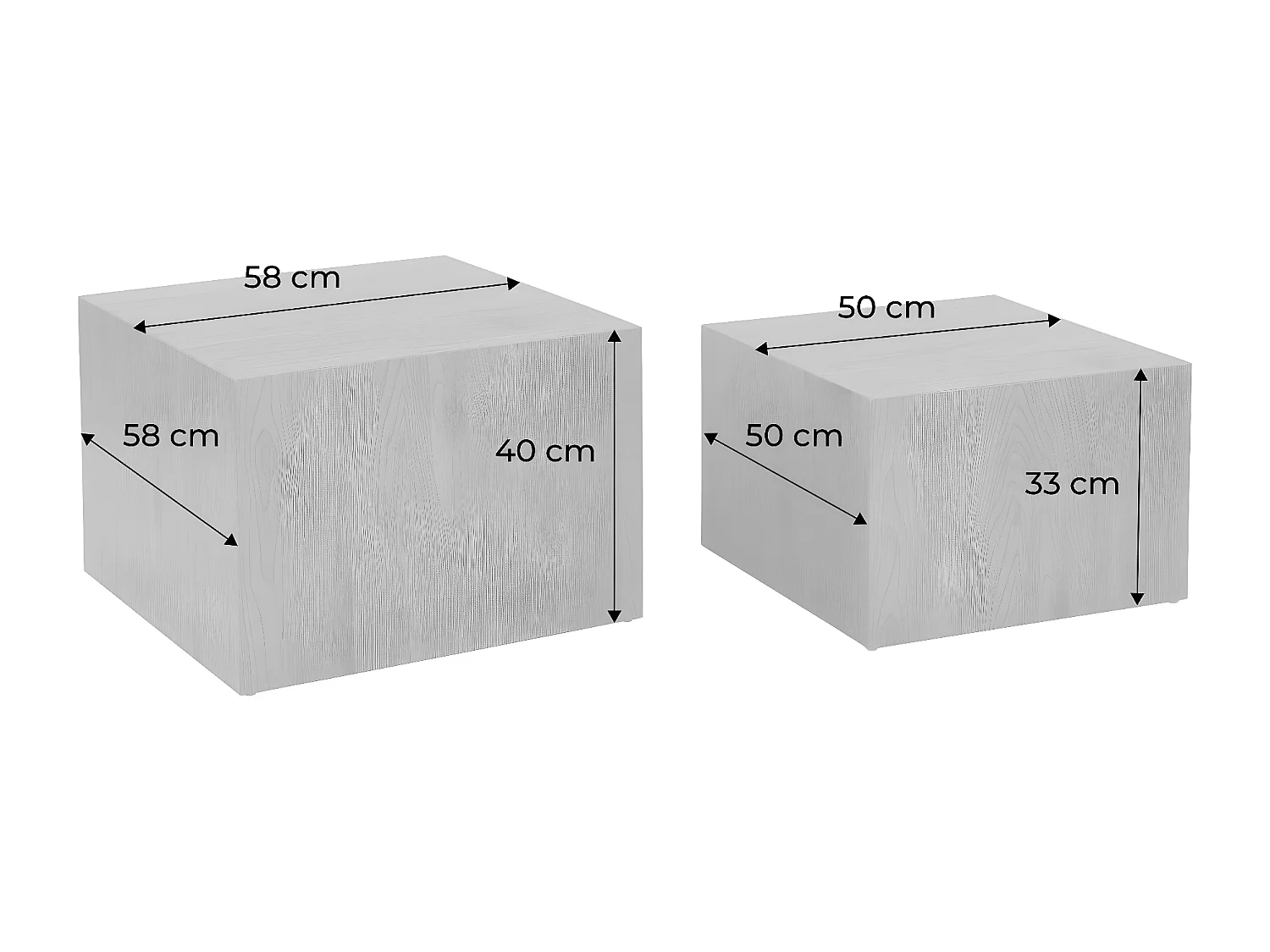 Set di 2 tavolini quadrati con effetto marmo, nero