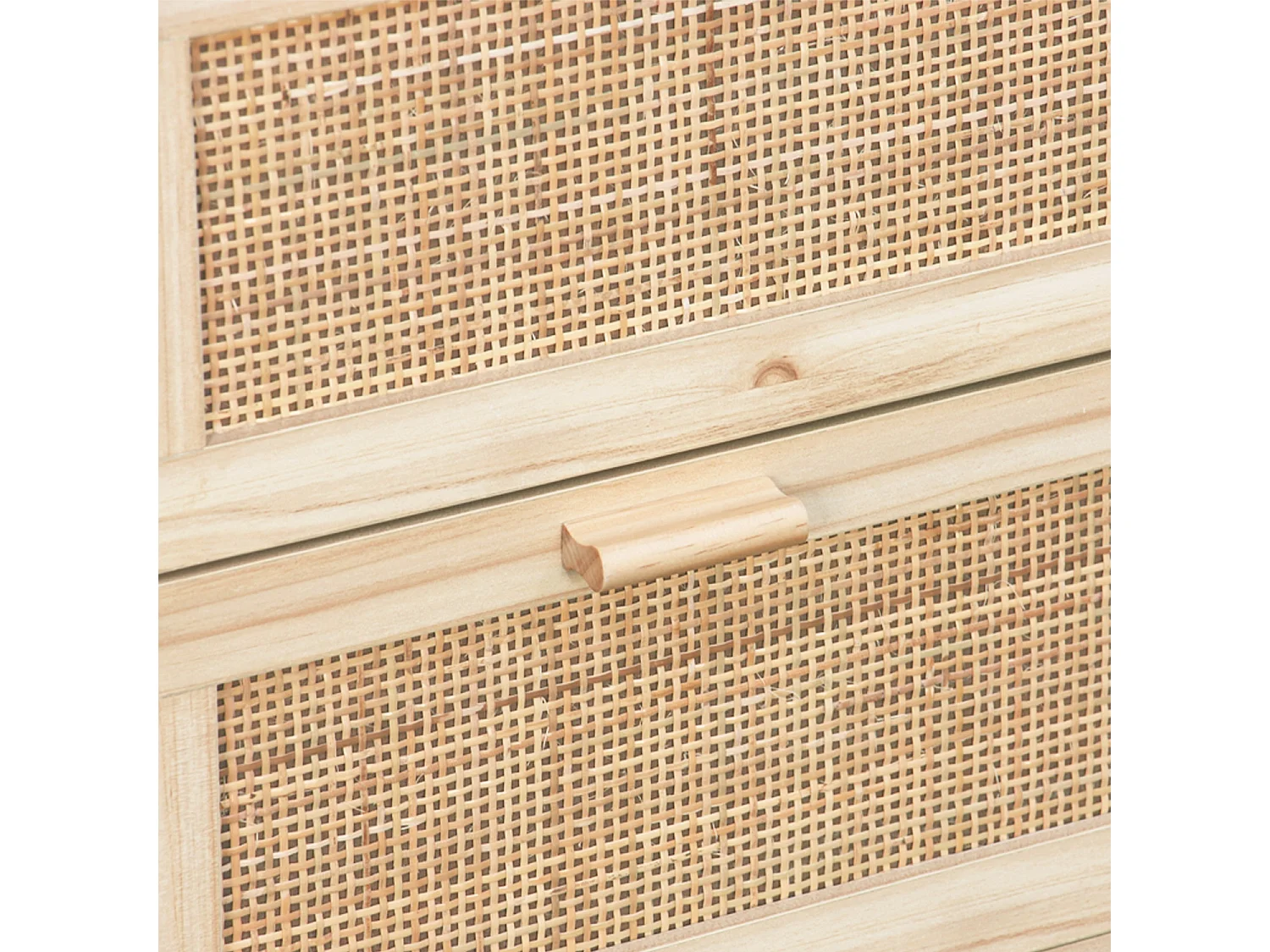 Commode 3 tiroirs cannage et décor bois CAMARGUE L 80 x P 40 x H 80cm