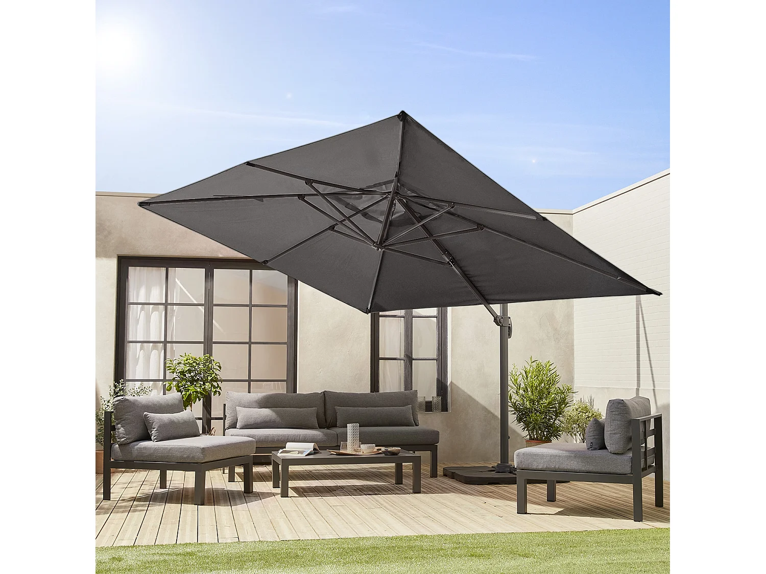 Lona protectora para 3x4m sombrilla gris