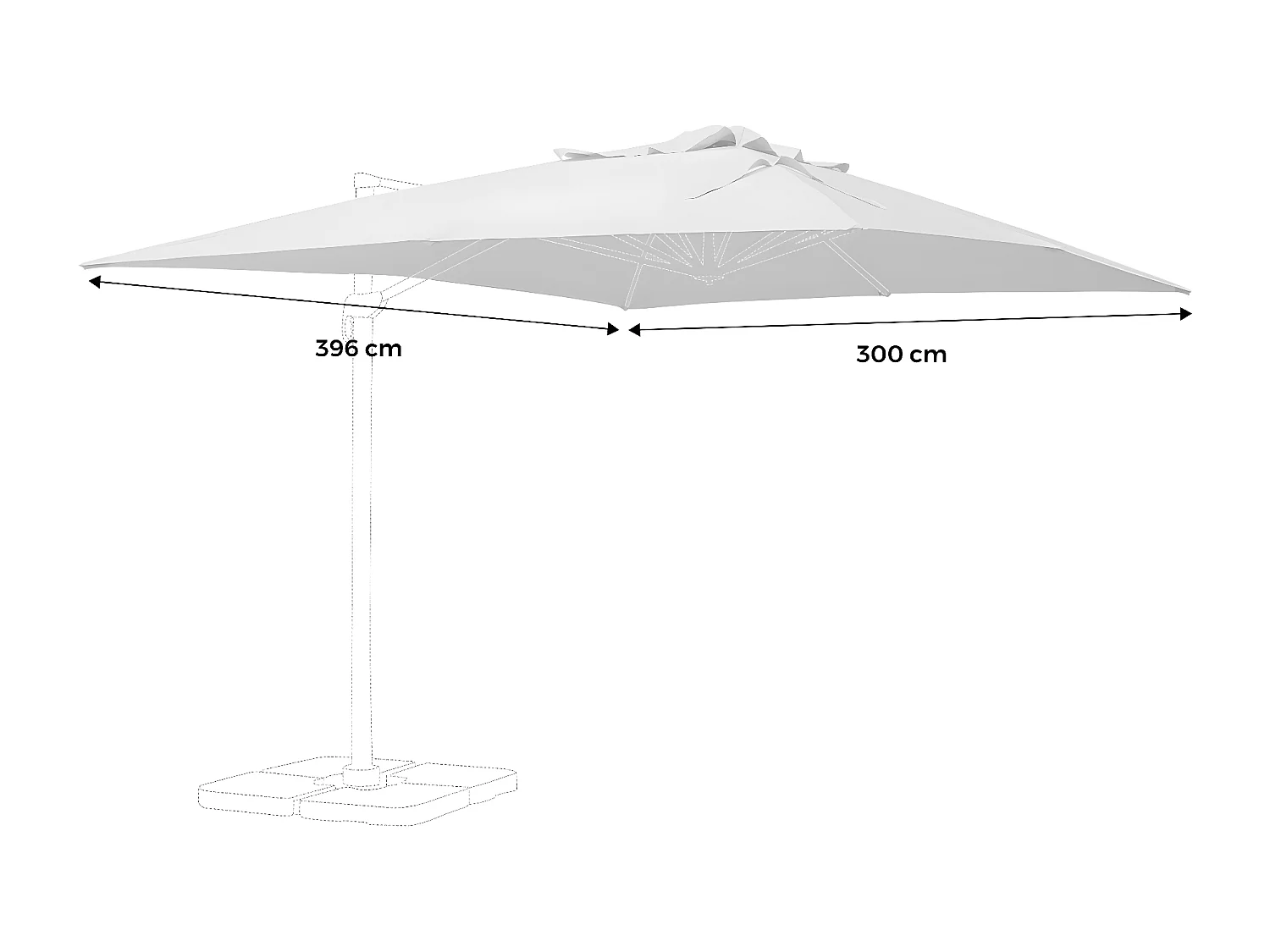 Lona protectora para 3x4m sombrilla gris