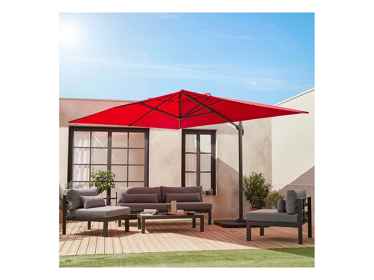Lona protectora para 3x4m sombrilla rojo
