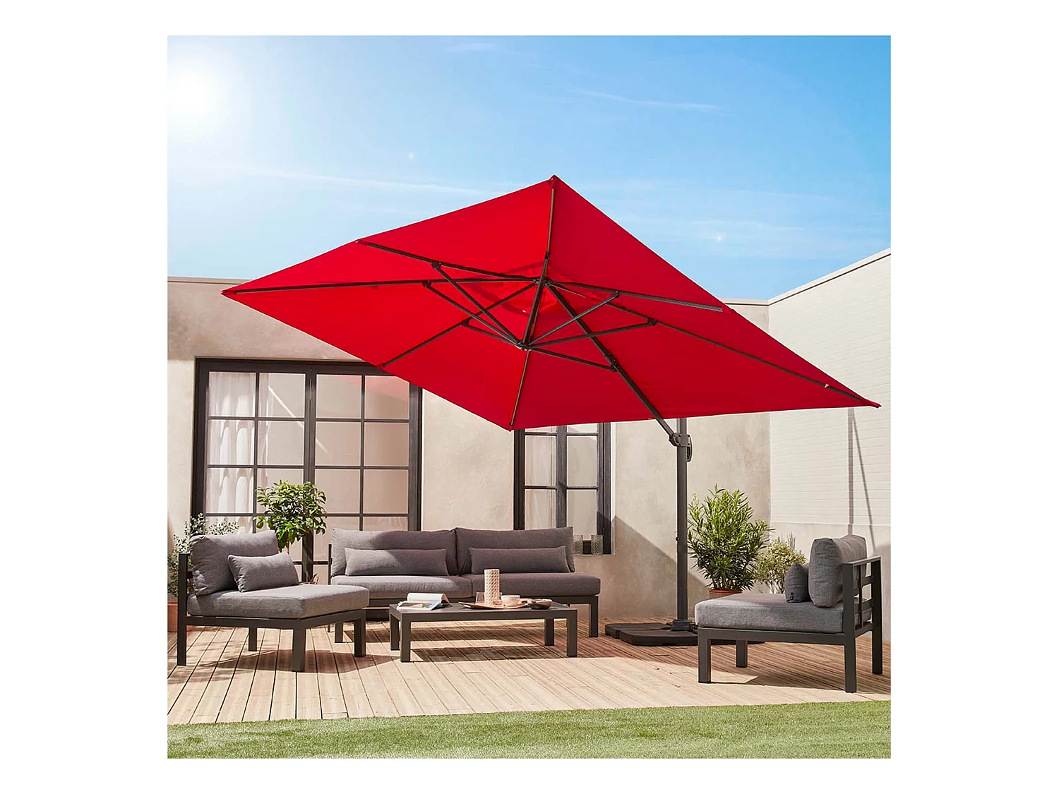 Lona protectora para 3x4m sombrilla rojo