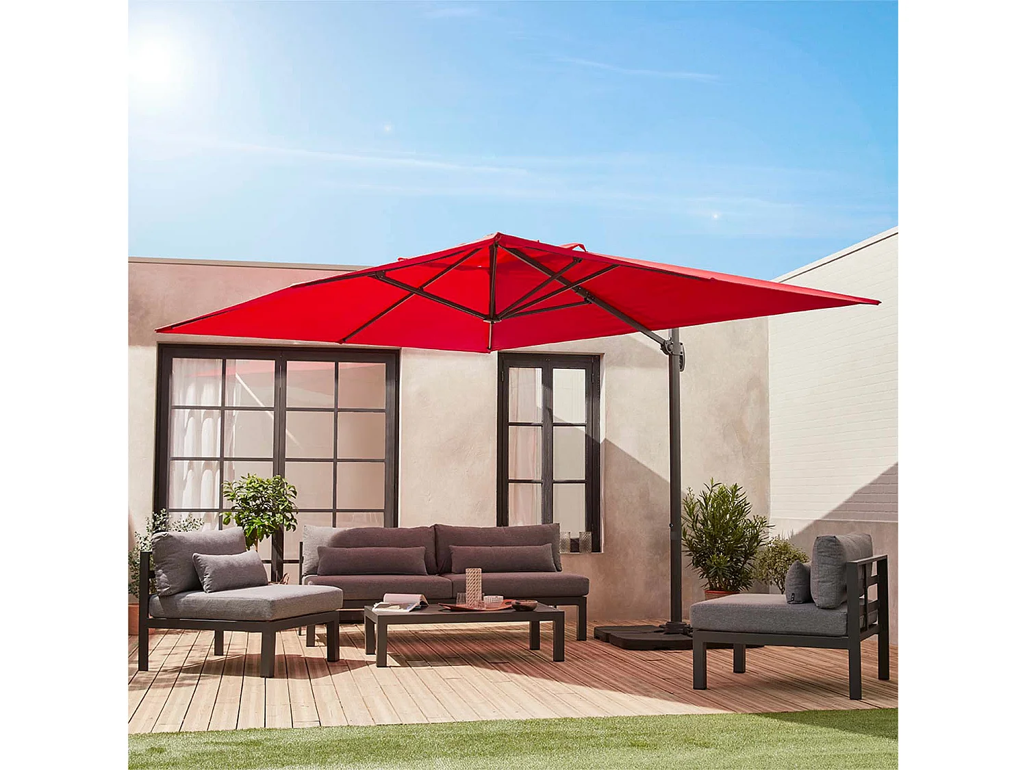 Lona protectora para 3x4m sombrilla rojo