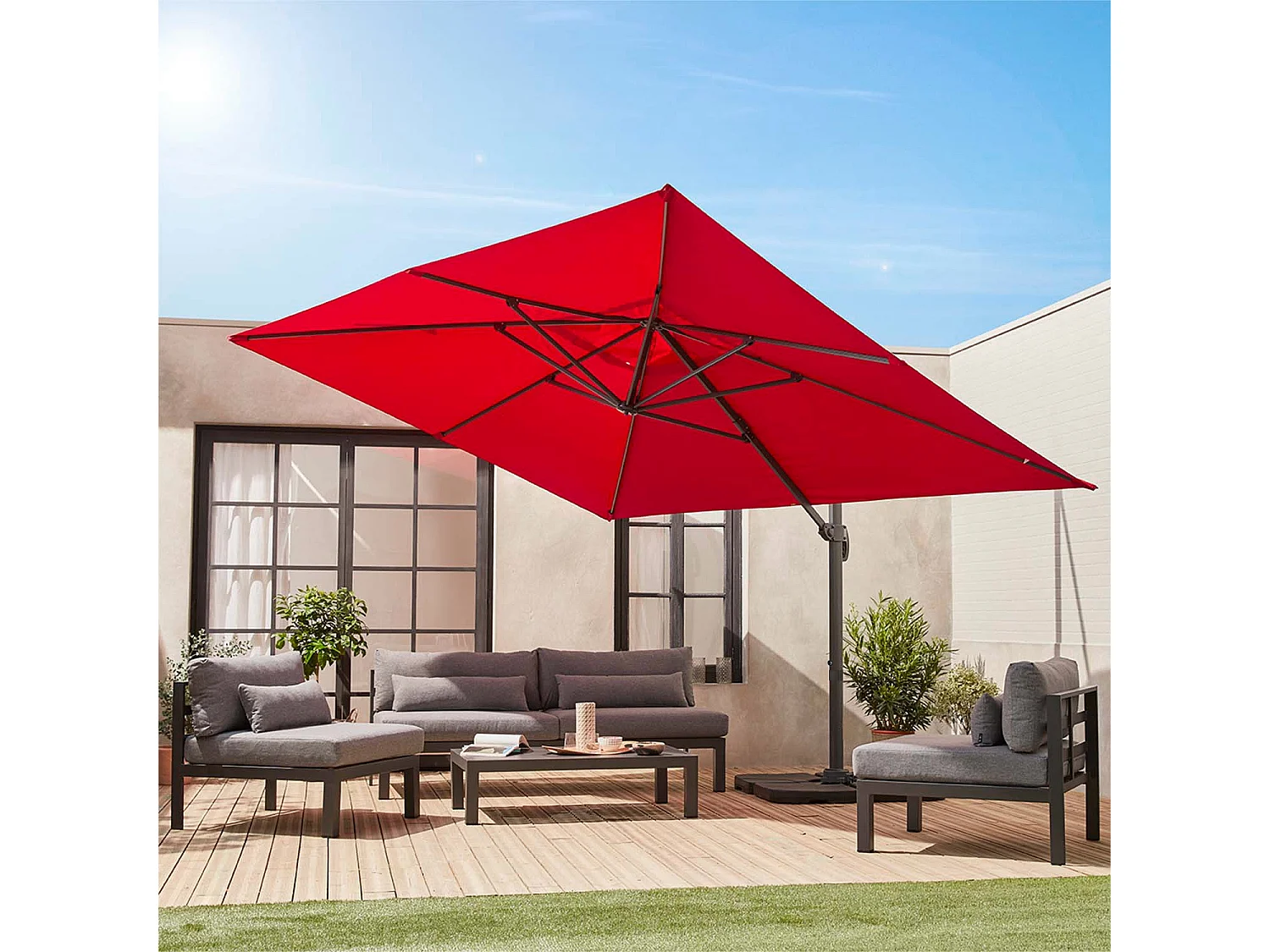 Lona protectora para 3x4m sombrilla rojo