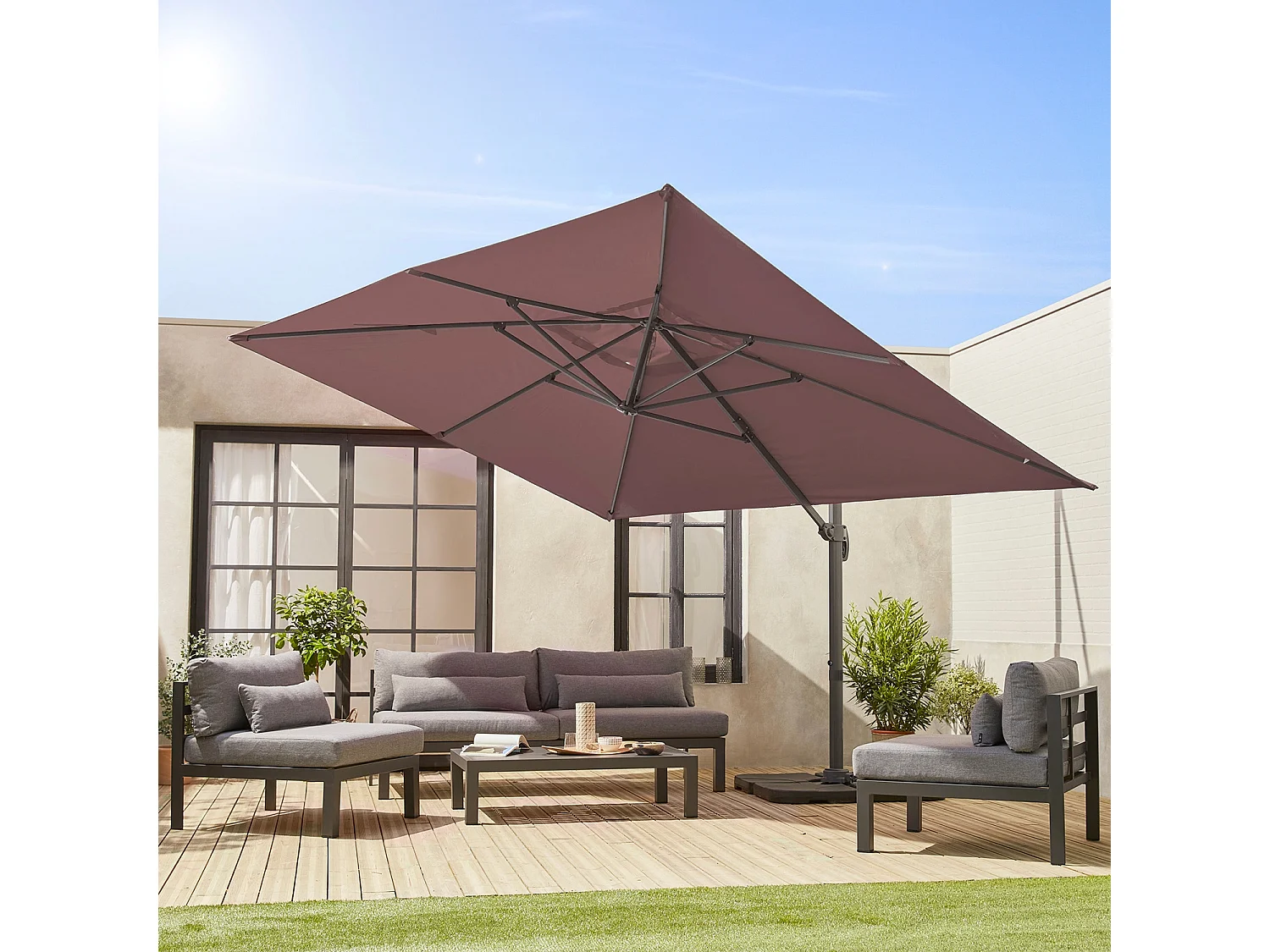 Lona protectora para 3x4m sombrilla pardo