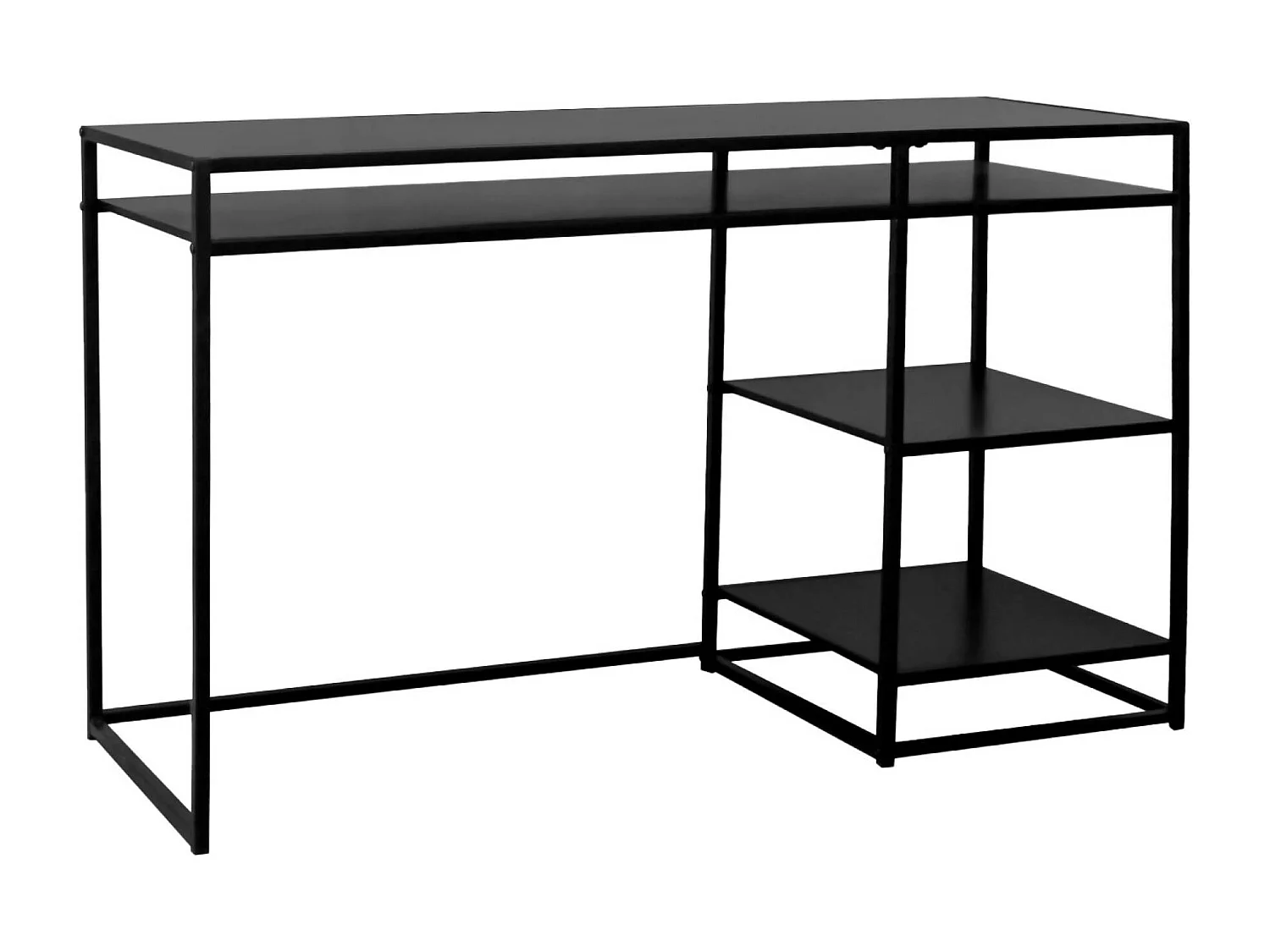 Escritorio de metal negro con 2 estanterías, 120cm negro