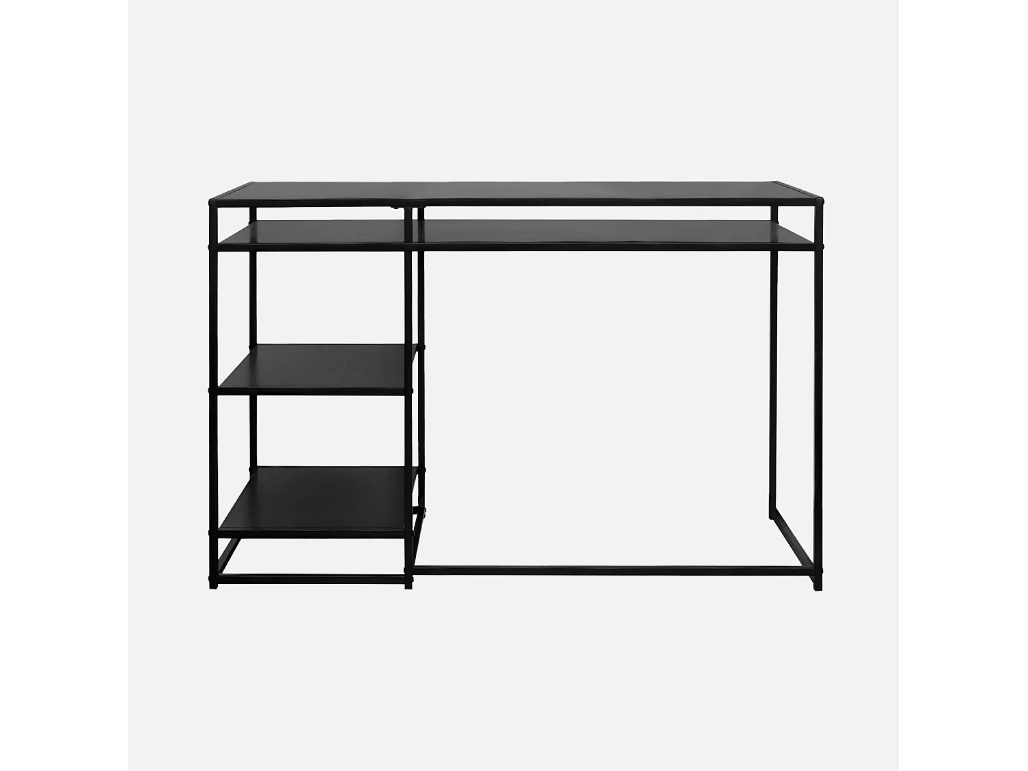 Escritorio de metal negro con 2 estanterías, 120cm negro