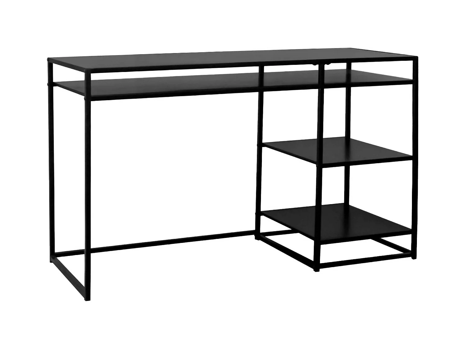Bureau avec casiers et deux étagères en métal noir 120cm - INDUSTRIELLE