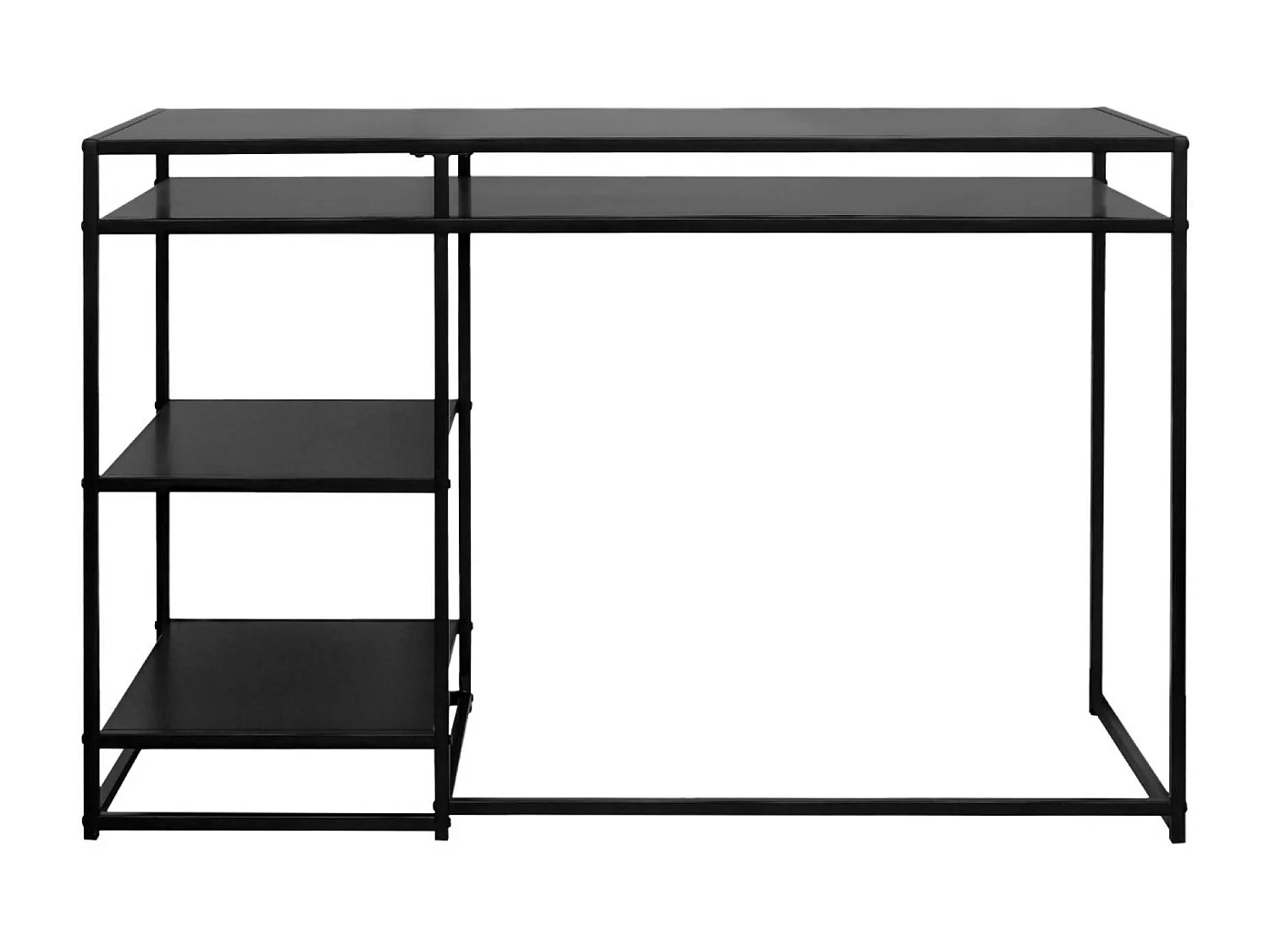 Scrivania in metallo con 2 ripiani, 120cm, nero