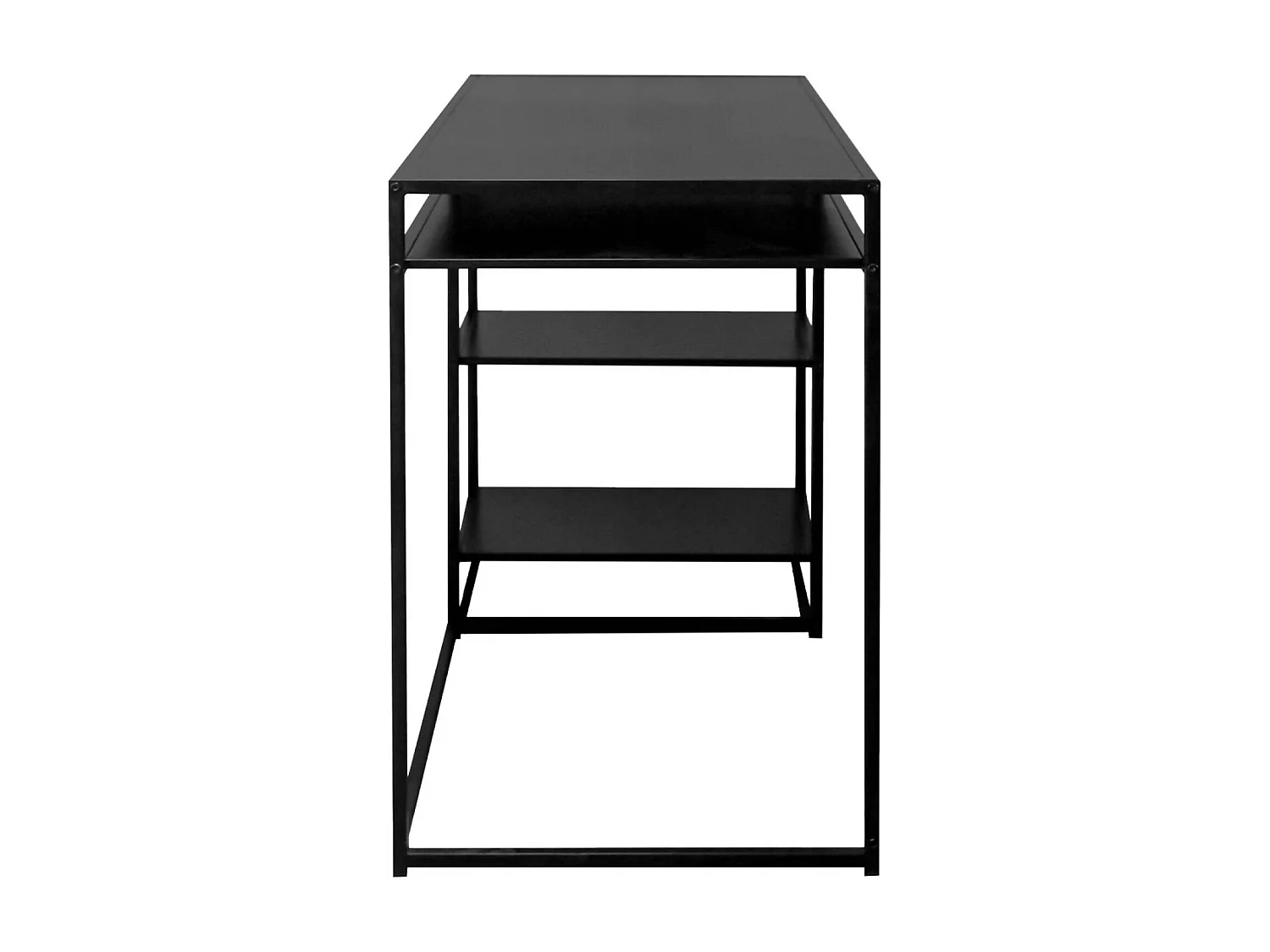 Bureau avec casiers et deux étagères en métal noir 120cm - INDUSTRIELLE