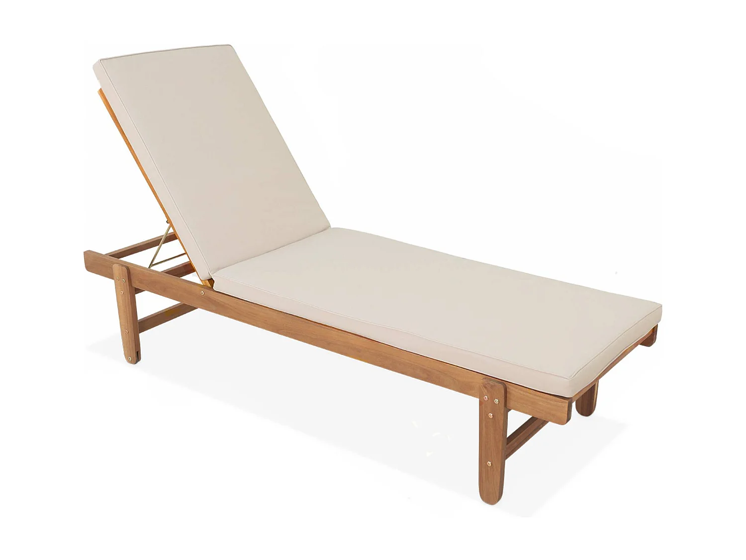 Tumbona de madera con ruedas, set de 2 beige