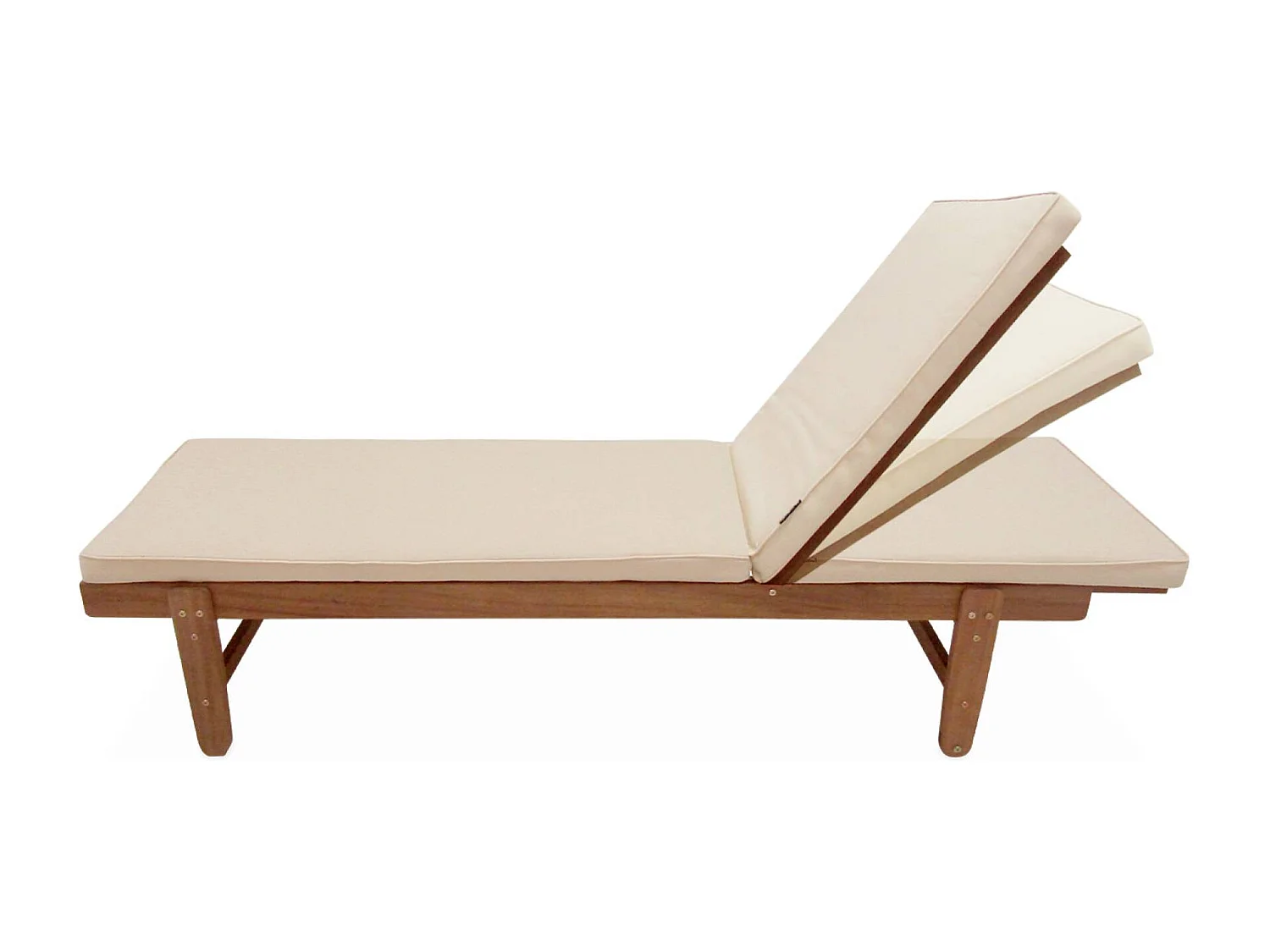 Tumbona de madera con ruedas, set de 2 beige