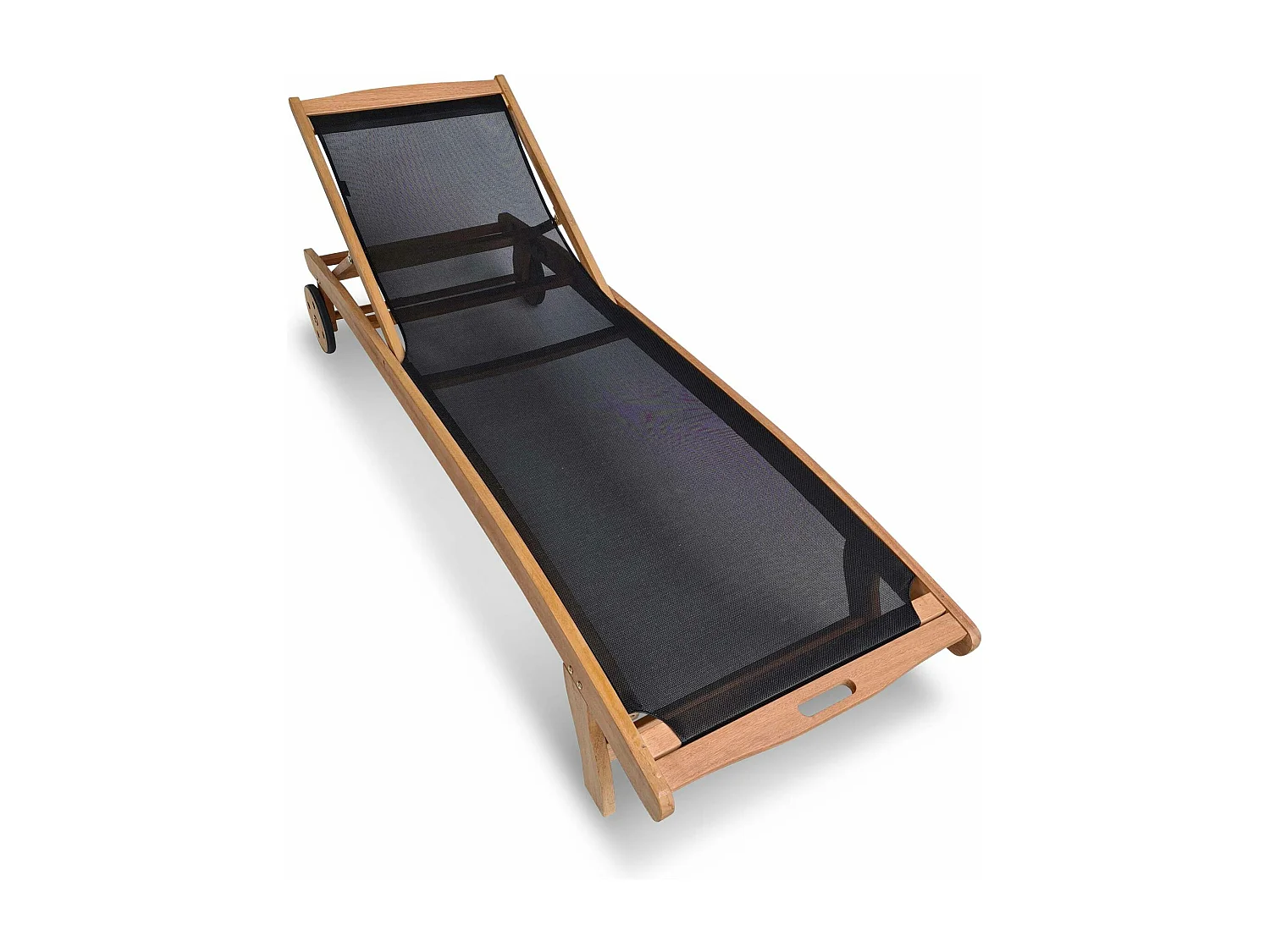 Set di 2 lettini multiposizione in legno con rotelle, nero