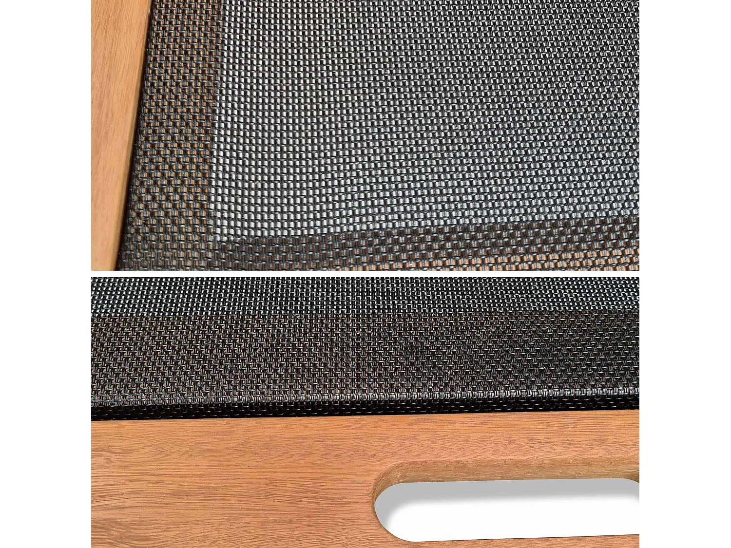 Set di 2 lettini multiposizione in legno con rotelle, nero