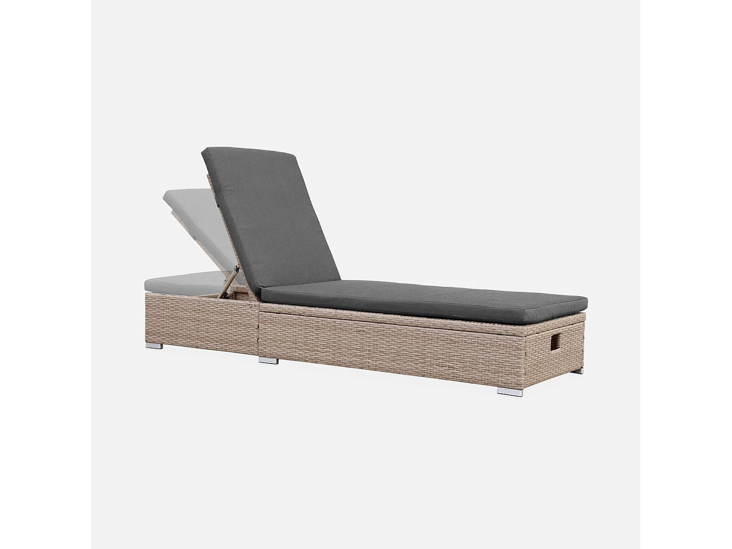 Set di 2 lettini prendisole in resina intrecciata di poliestere,