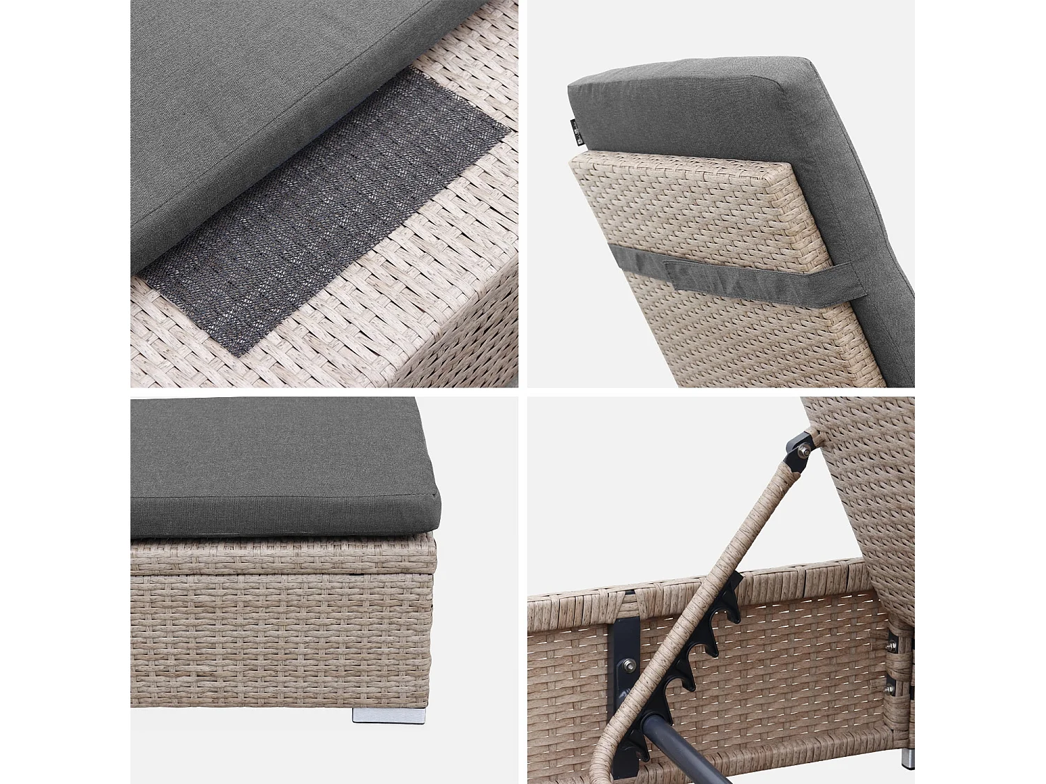 Set di 2 lettini prendisole in resina intrecciata di poliestere,