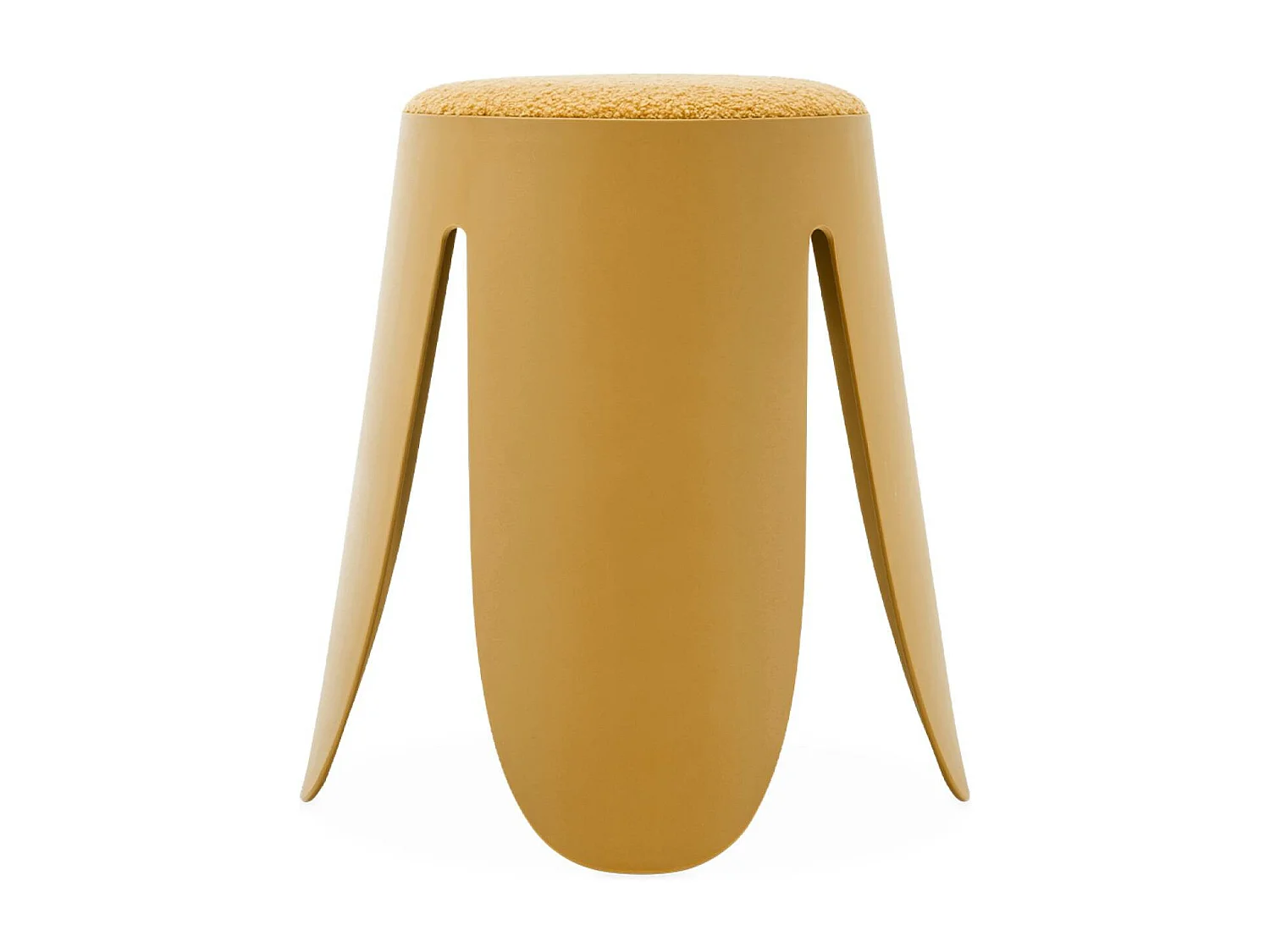 Taburetes apilable de borreguito texturizado, set de 4 mostaza