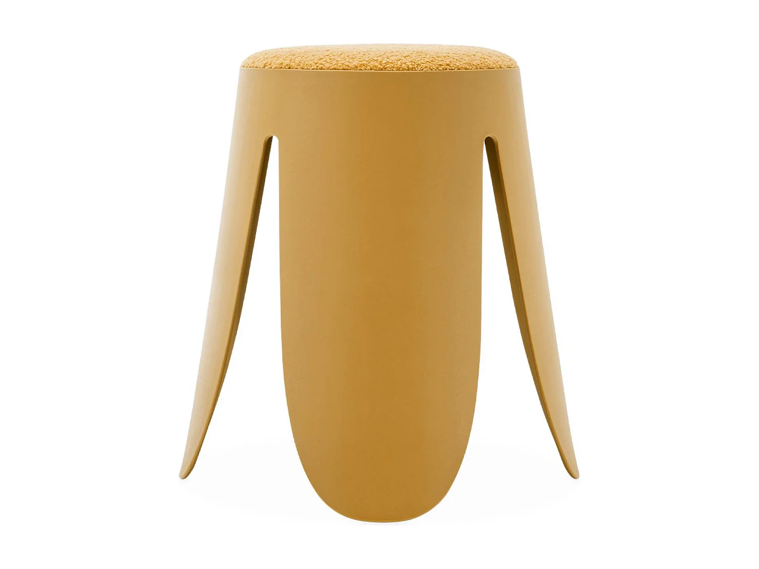 Taburetes apilable de borreguito texturizado, set de 4 mostaza