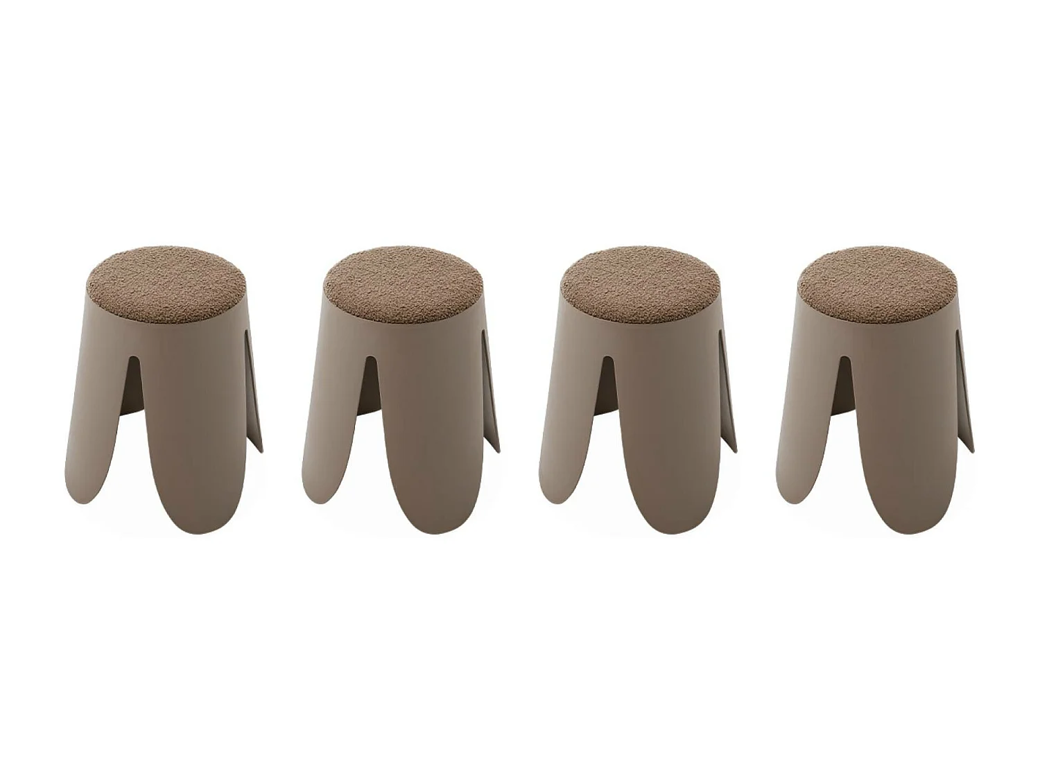 Taburetes apilable de borreguito texturizado, set de 4 marrón