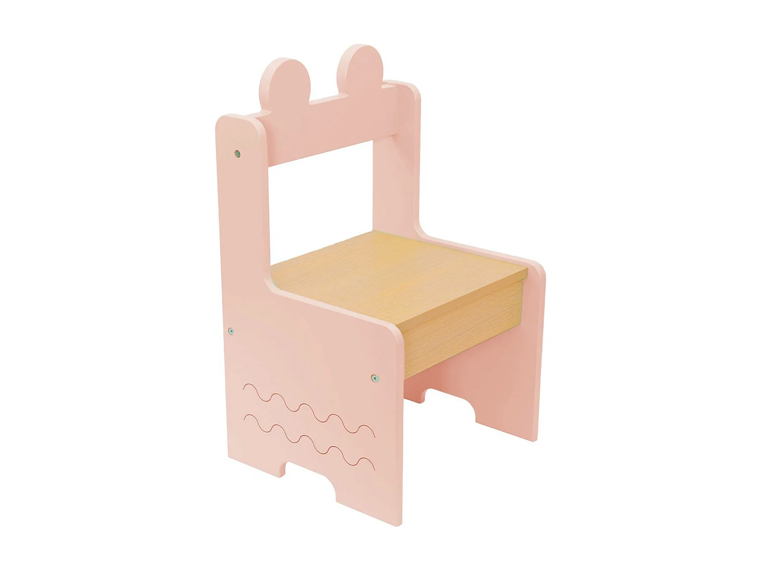 Table enfant + 2 chaises. avec étagères. rose