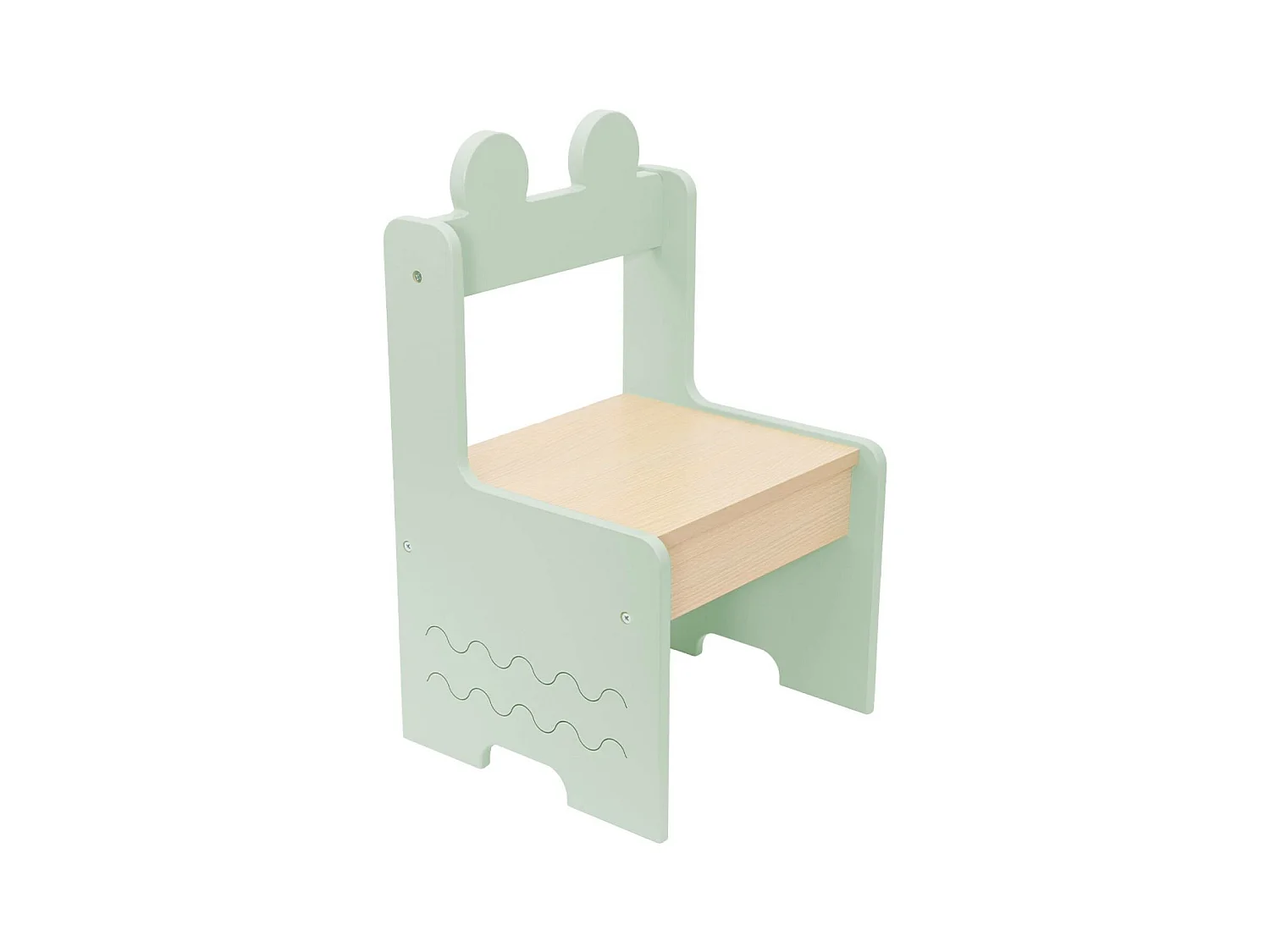 Tavolo per bambini + 2 sedie, con ripiani verde