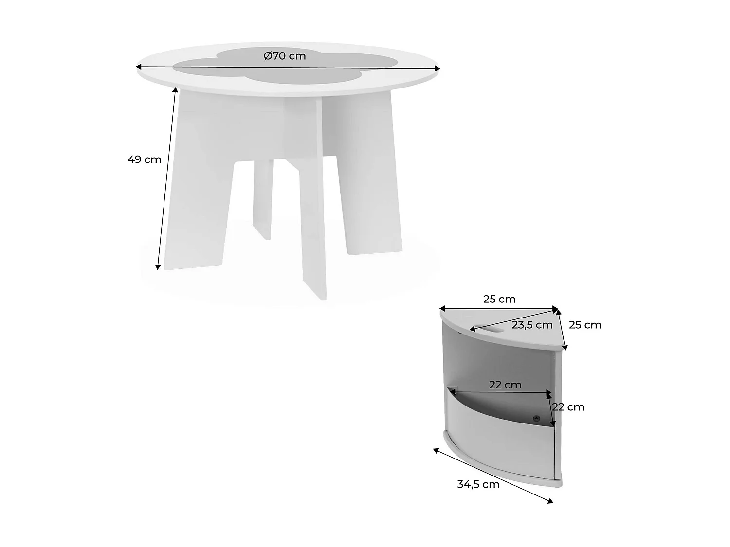Mesa con pizarra y 4 sillas con almacenaje para niños verde