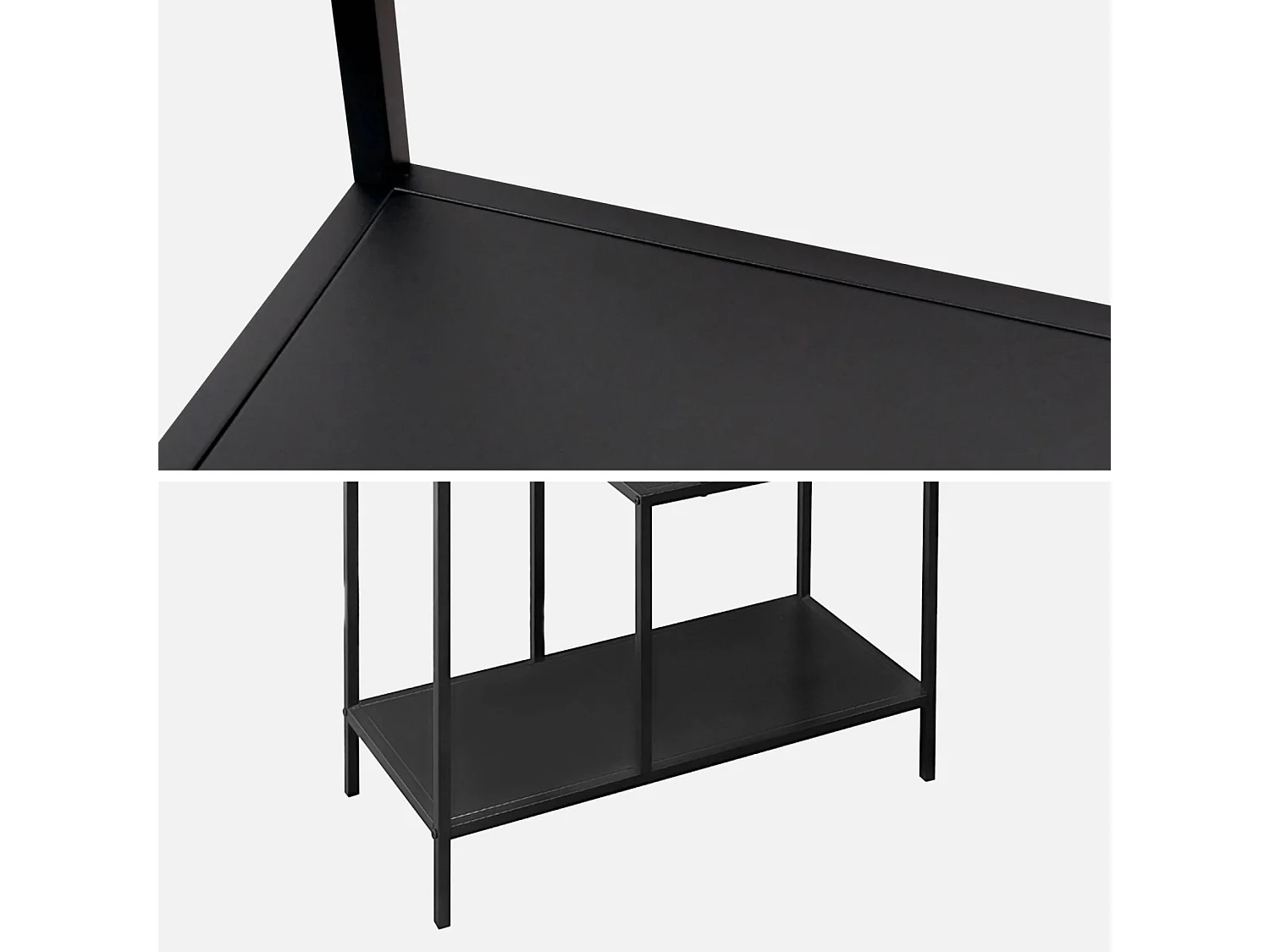 Etagère bibliothèque noir en métal noir asymétrique 4 niveaux INDUSTRIELLE  L 69 x P 33 x H 113.5cm