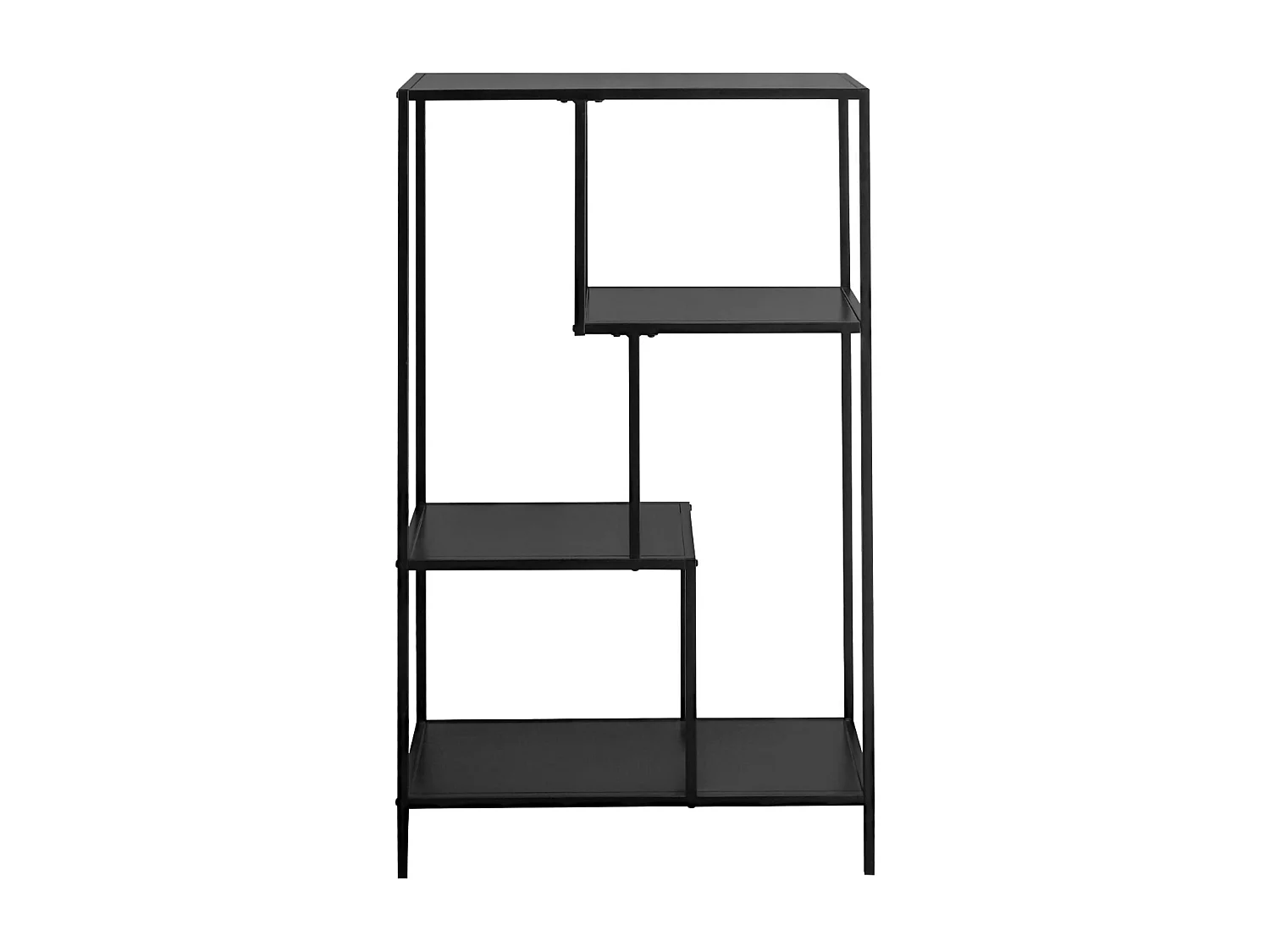 Etagère bibliothèque noir en métal noir asymétrique 4 niveaux INDUSTRIELLE  L 69 x P 33 x H 113.5cm