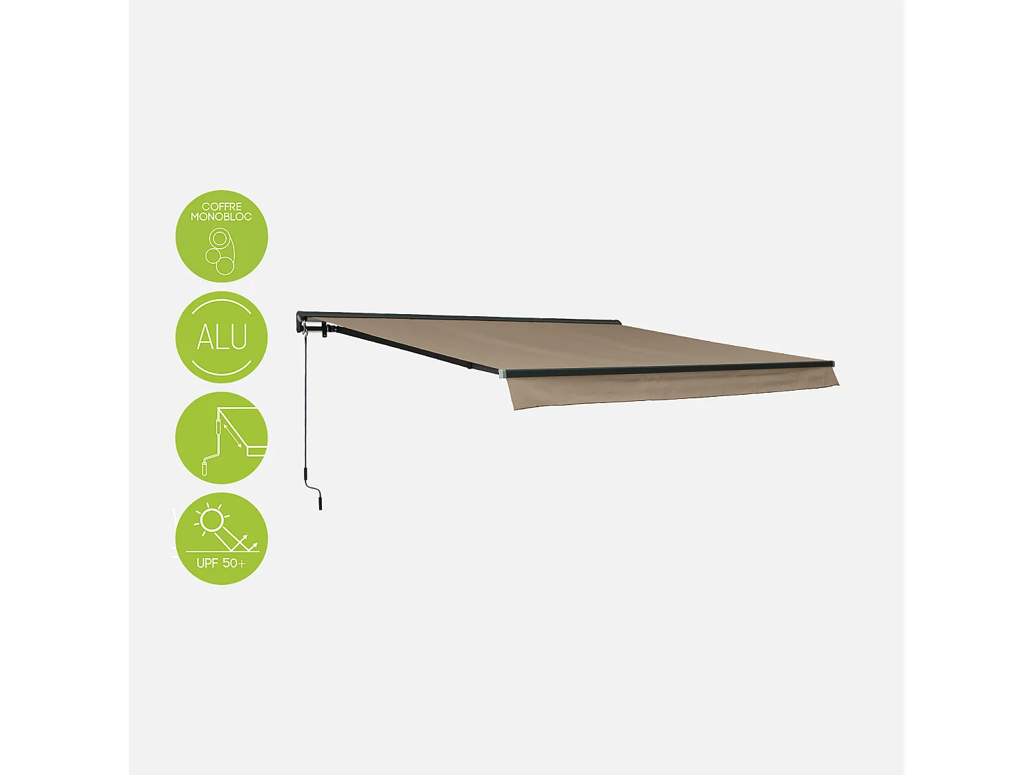 Toldo 4x3m manual pardo