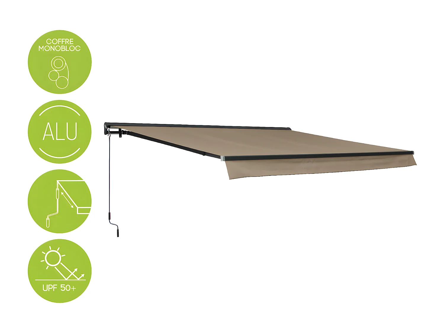 Toldo 4x3m manual pardo