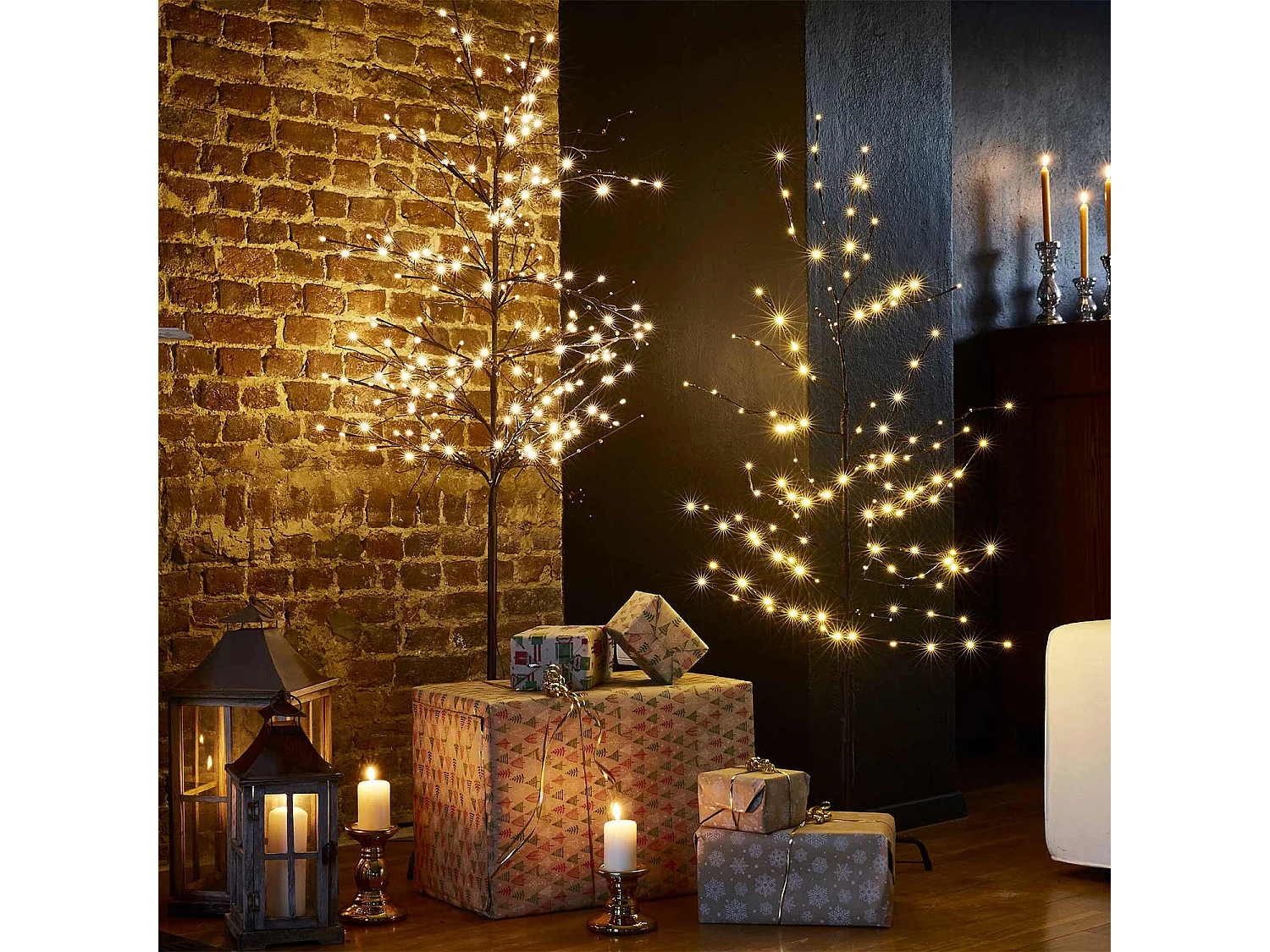 Árbol de navidad artificial con 144 leds, 150cm marrón