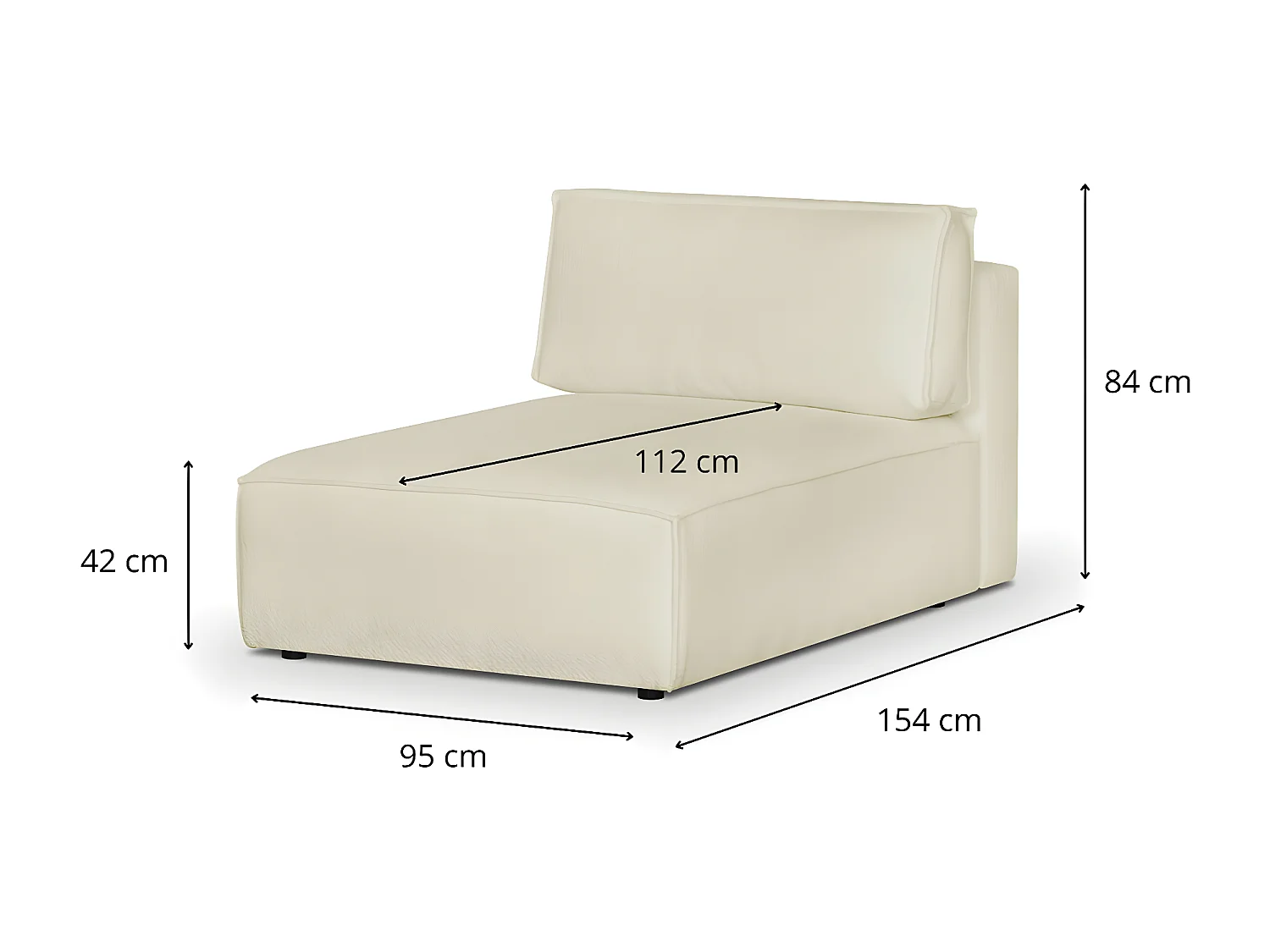 Méridienne modulable en tissu bouclé écru - Harper Mod