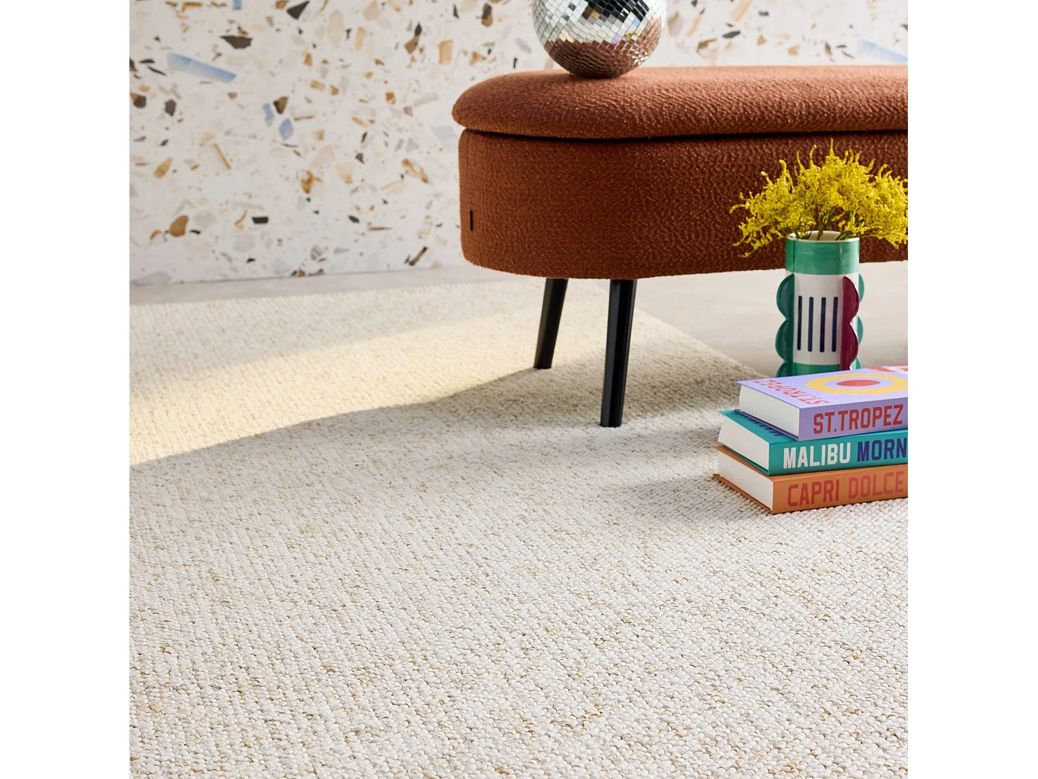 Tapis intérieur bouclette crème effet chiné 160x230cm