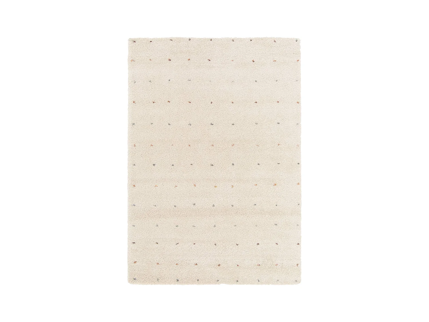 Tapis enfant à petits pois 120x170cm tapis intérieur crème et multicolore. poils longs shaggy