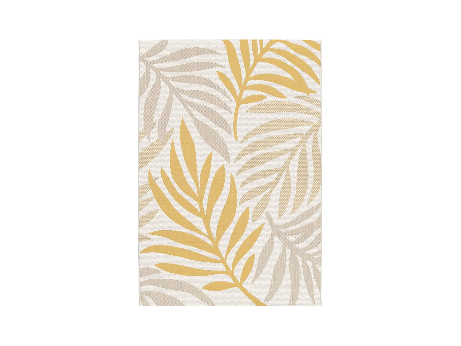 Tapis intérieur/extérieur motif végétal beige et moutarde. 160x230cm polyester recyclé