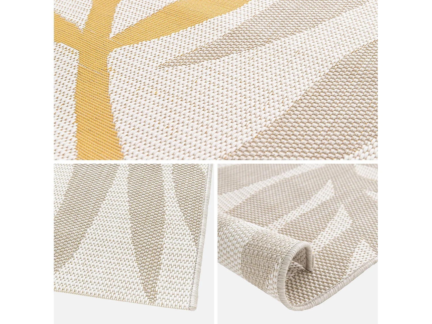 Alfombra de interior/exterior, estampado beige y mostaza, poliéster