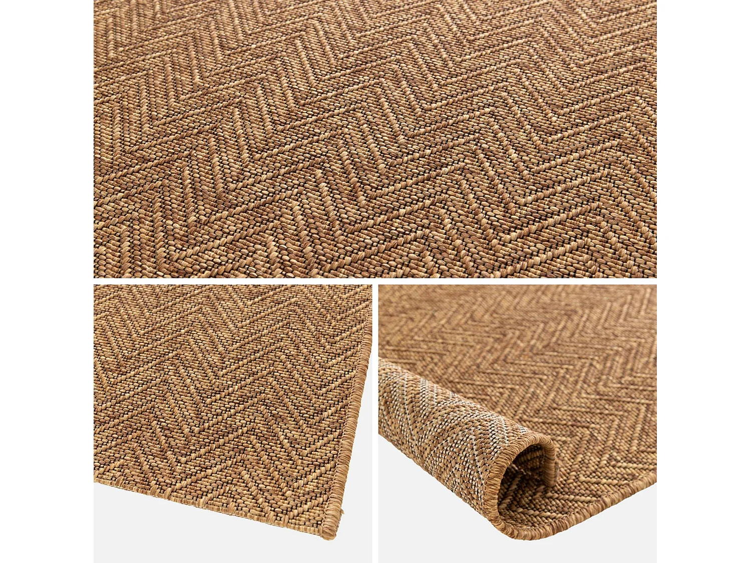 Tapis intérieur/extérieur effet jute coloris caramel. 160 x 230cm stabilisé aux UV