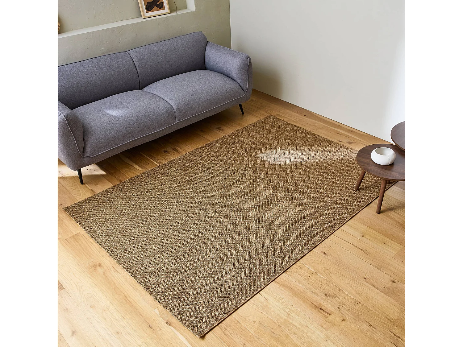 Alfombra interior/exterior efecto yute color caramelo